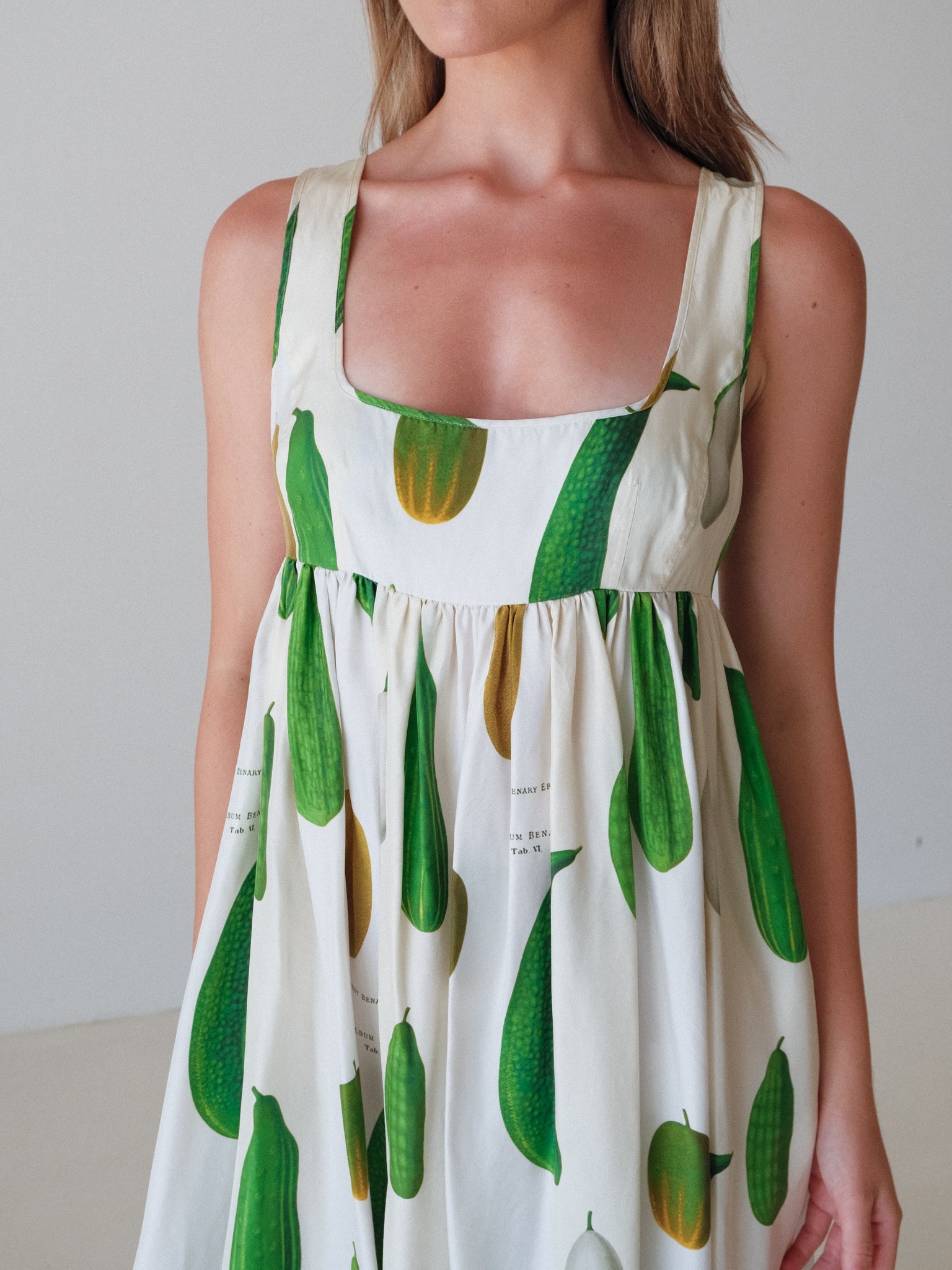 'Summer Vegetable' Silk Twill Maxi Dress, Size AU 10