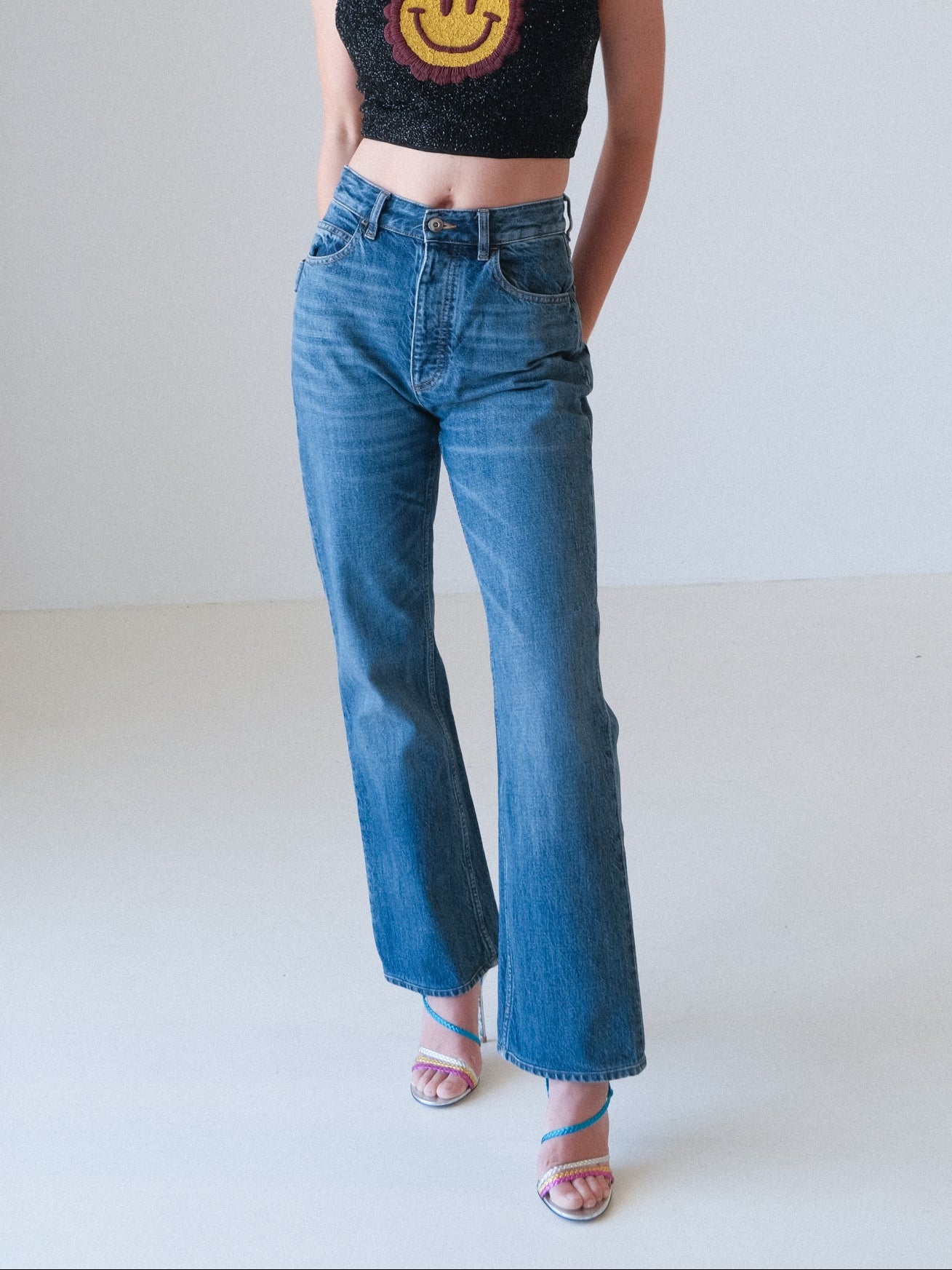 High Rise Straight Denim Jeans, Size 38 | AU 6