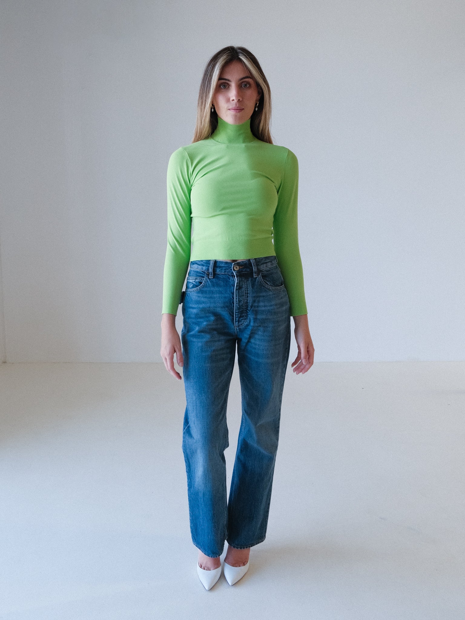 Micro Knit Long Sleeve Sweater Top, Size XS