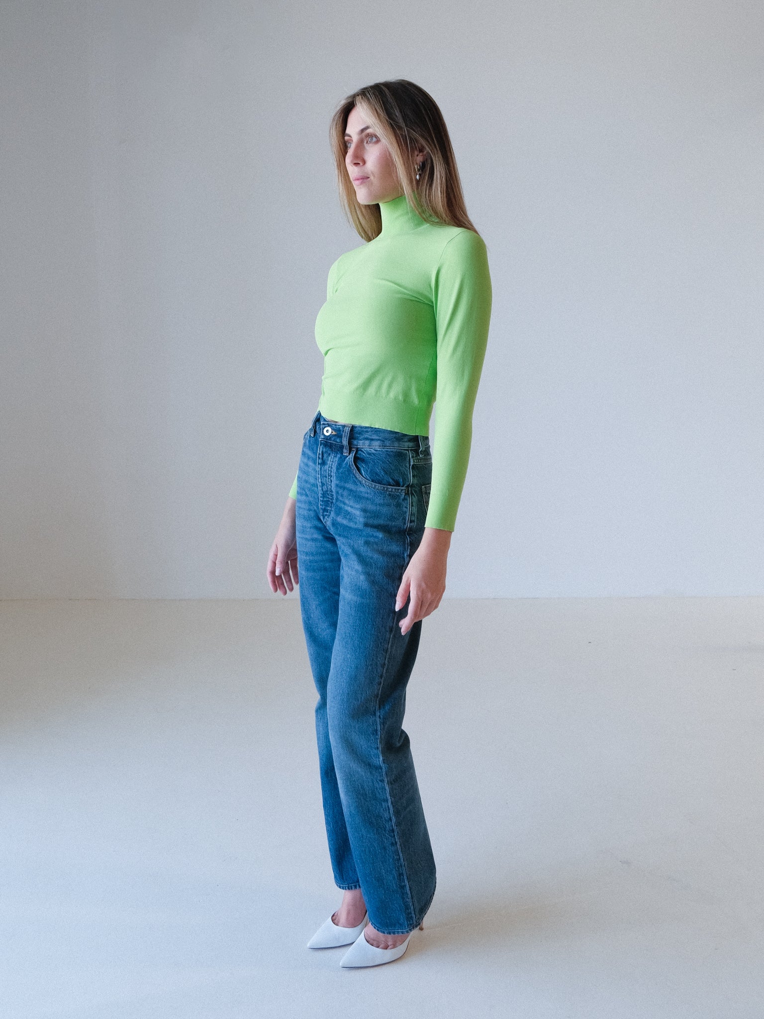 Micro Knit Long Sleeve Sweater Top, Size XS