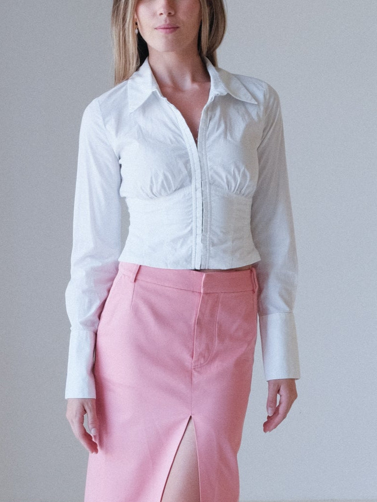 'Faith' Corset Style Cropped Shirt, Size 0 | AU 6