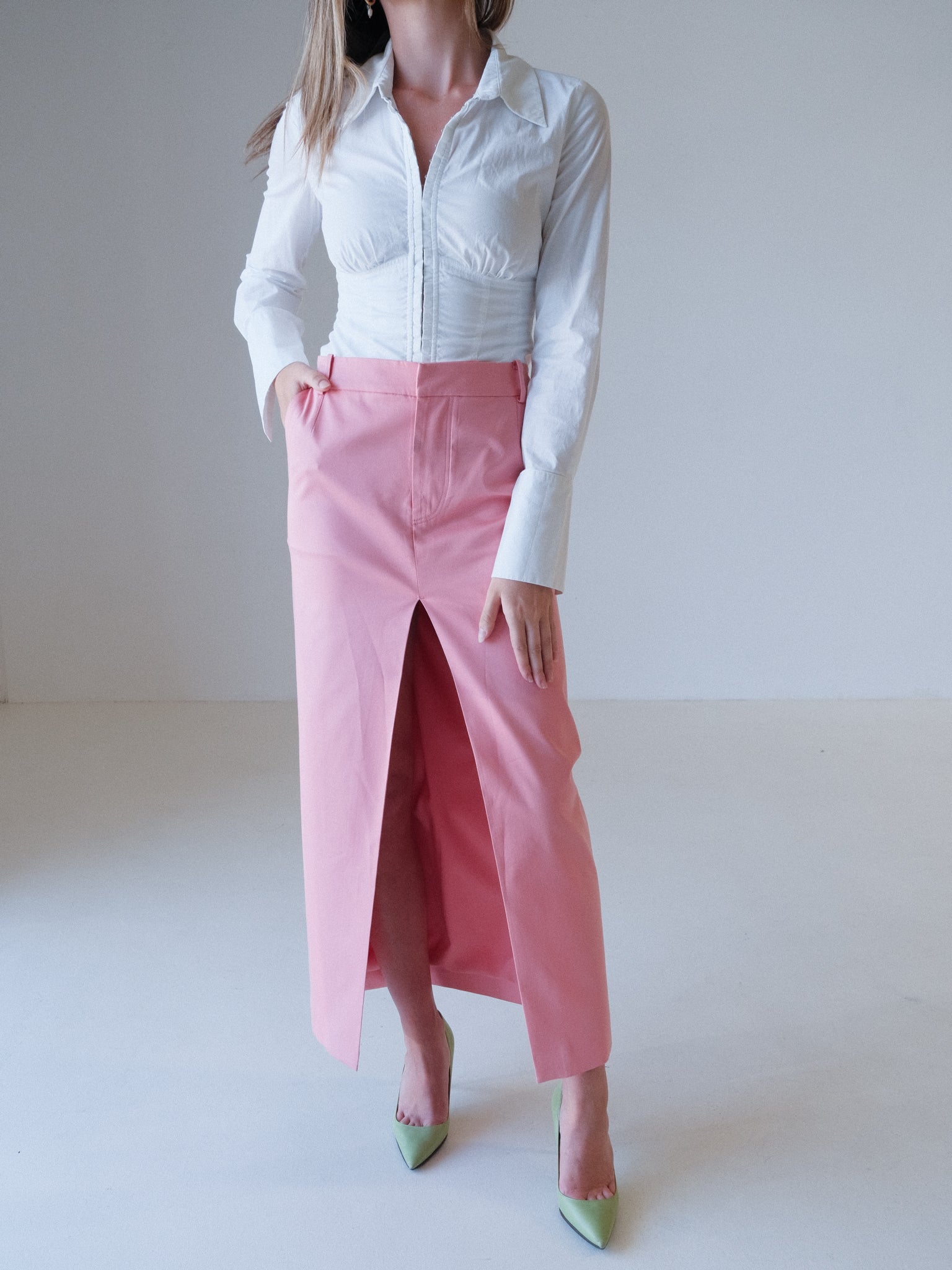 'Giacomo' Front Split Midi Skirt, Size 0 | AU 6