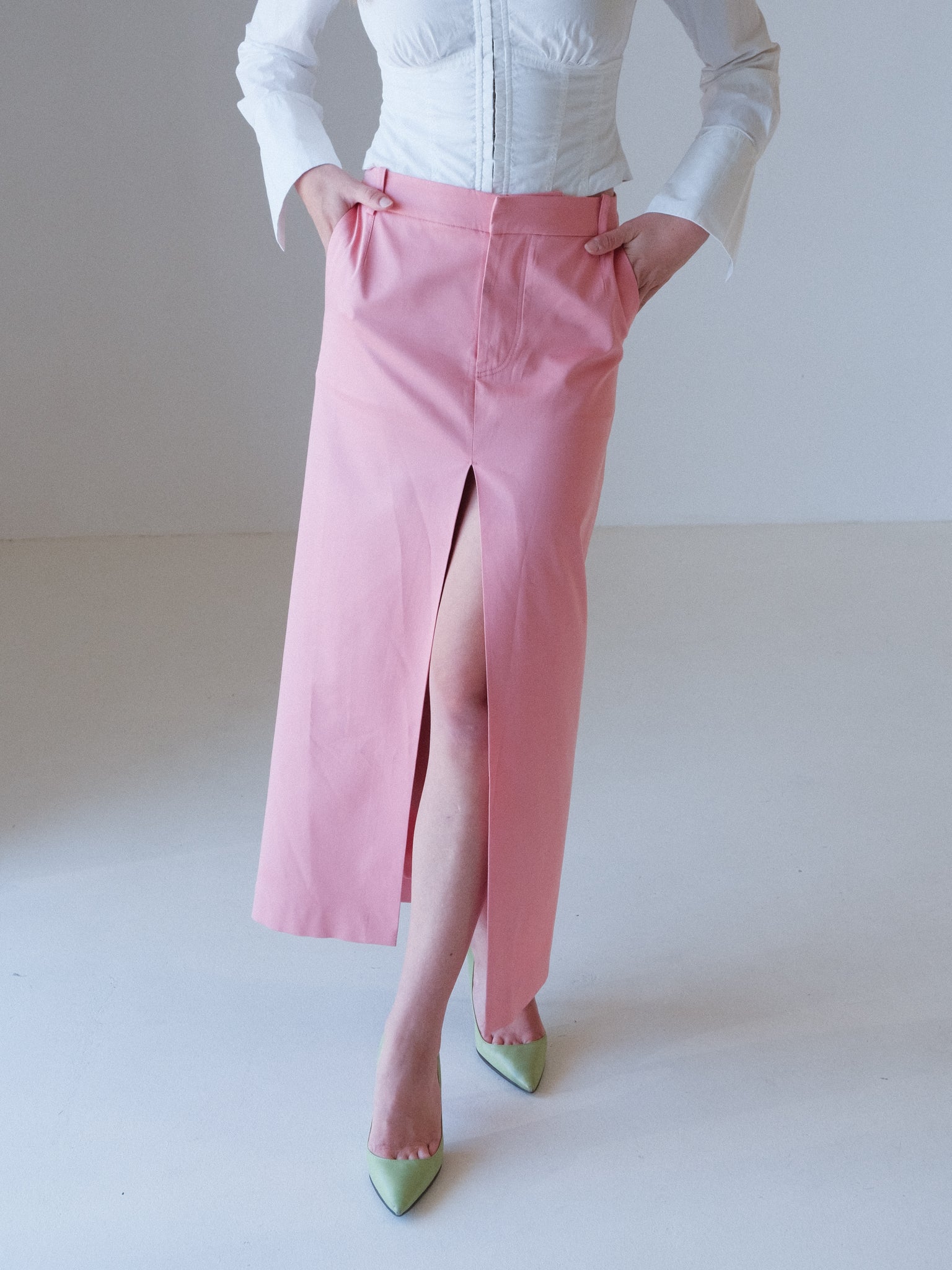'Giacomo' Front Split Midi Skirt, Size 0 | AU 6