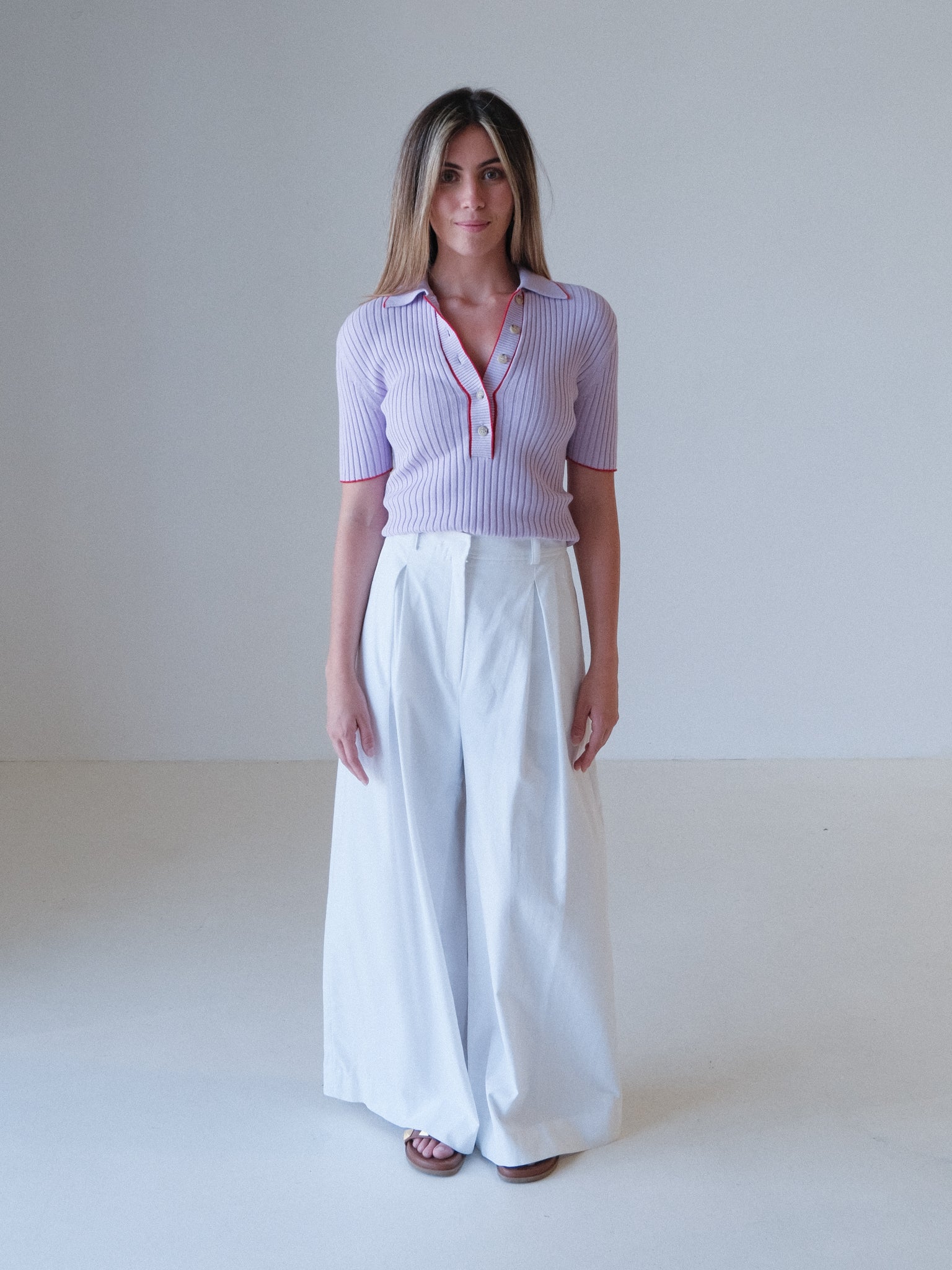 'Eden' Rib Knit Polo Top, Size AU 8