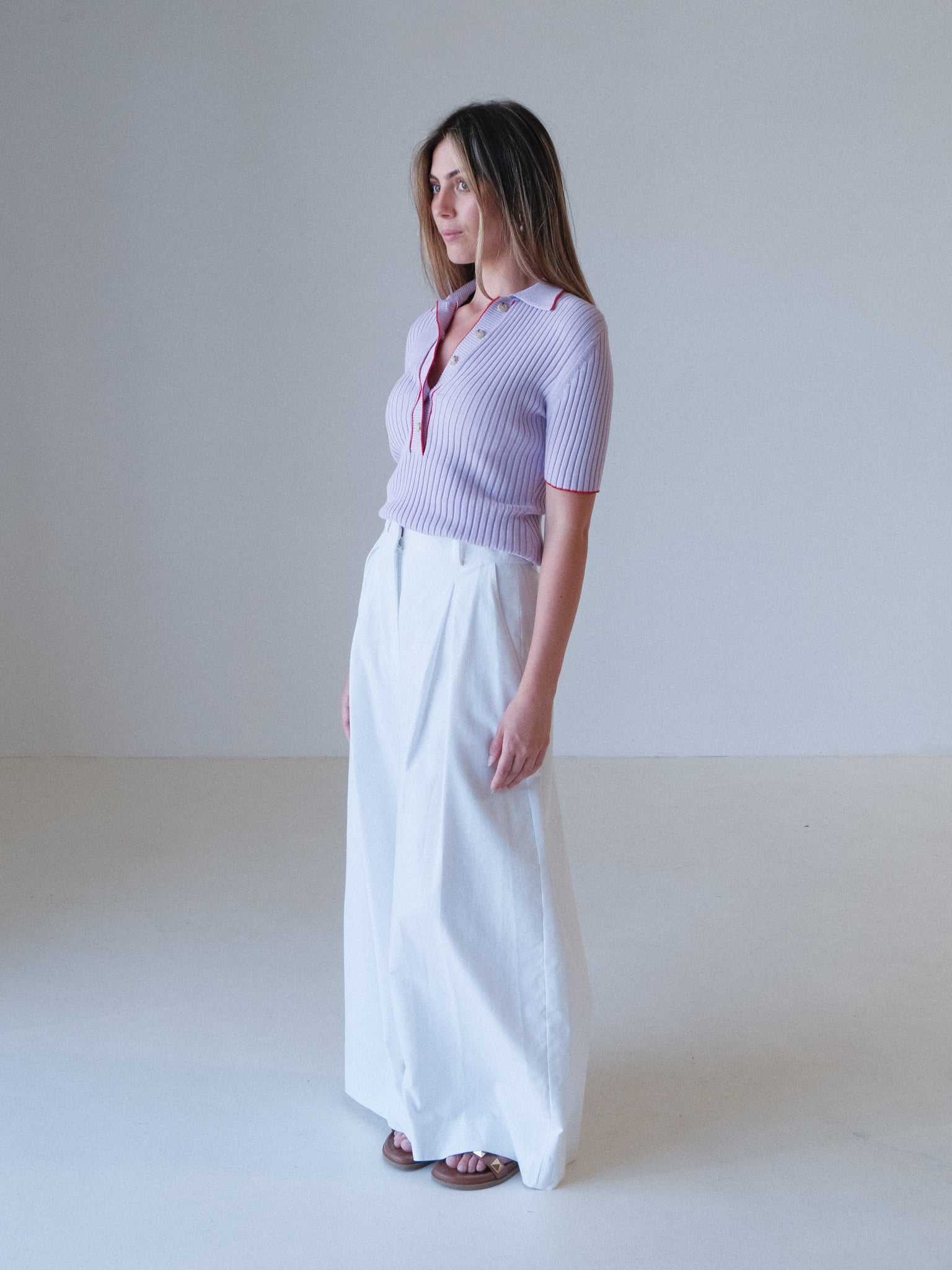 'Eden' Rib Knit Polo Top, Size AU 8