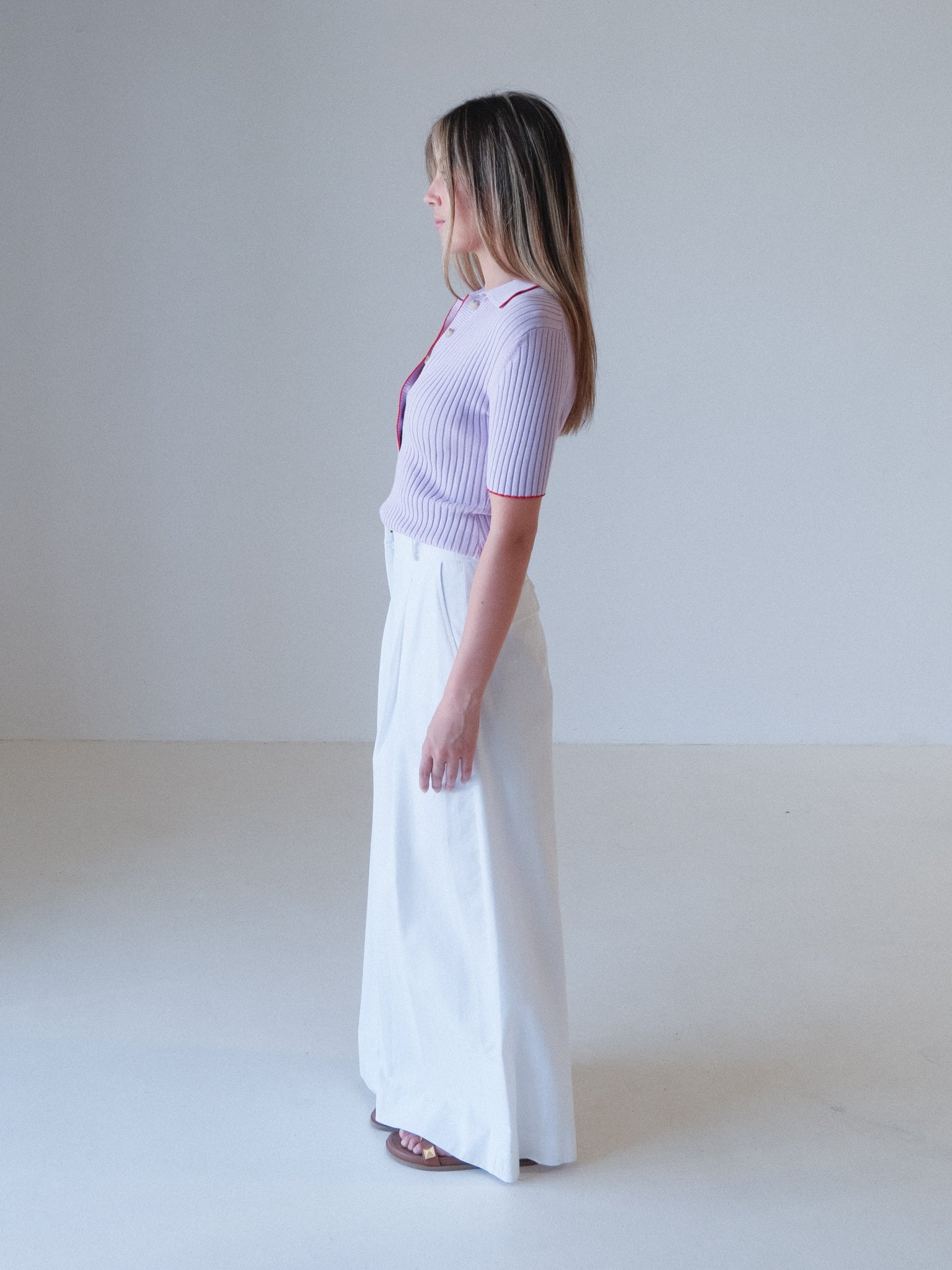 'Eden' Rib Knit Polo Top, Size AU 8