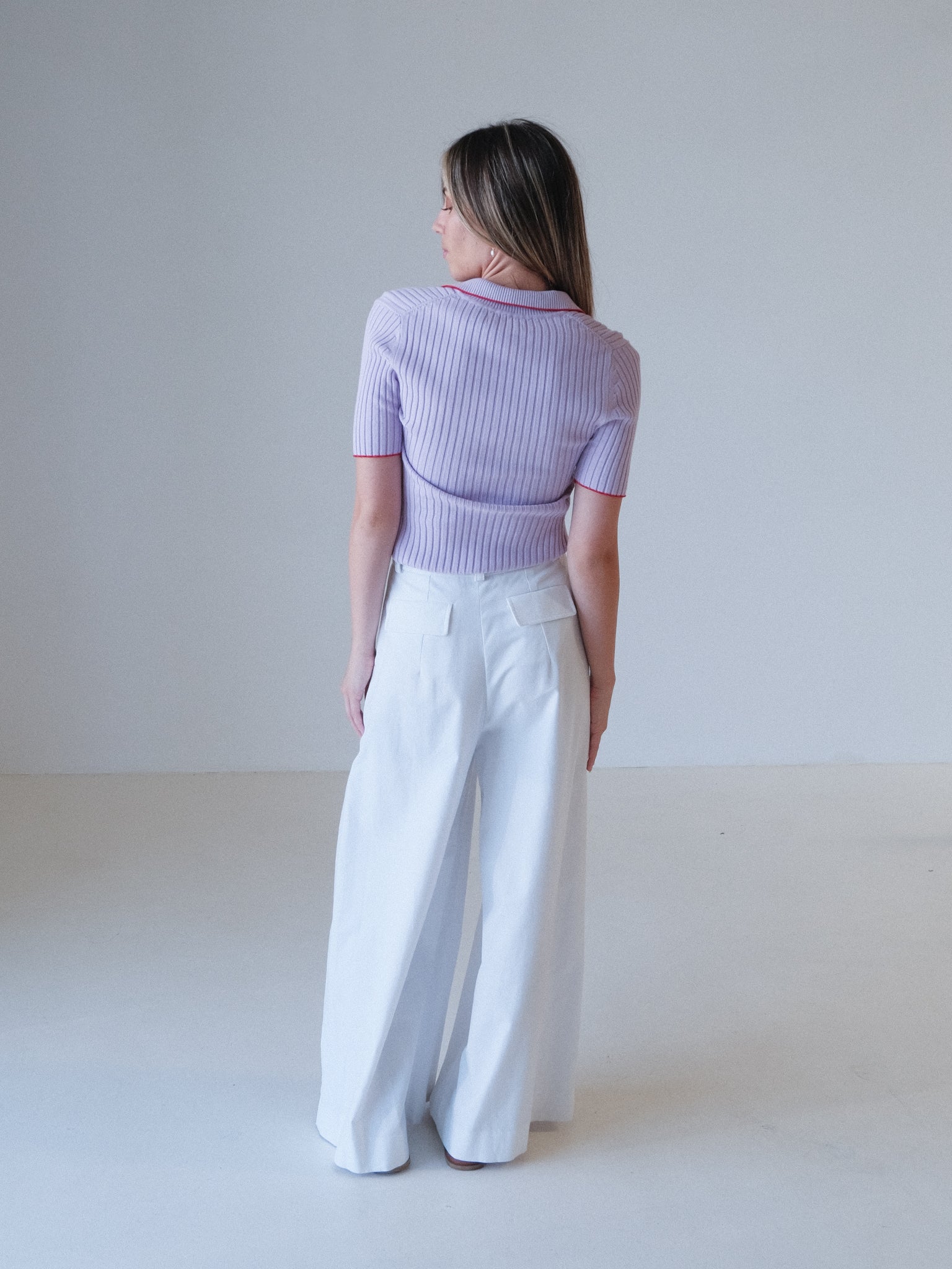 'Eden' Rib Knit Polo Top, Size AU 8