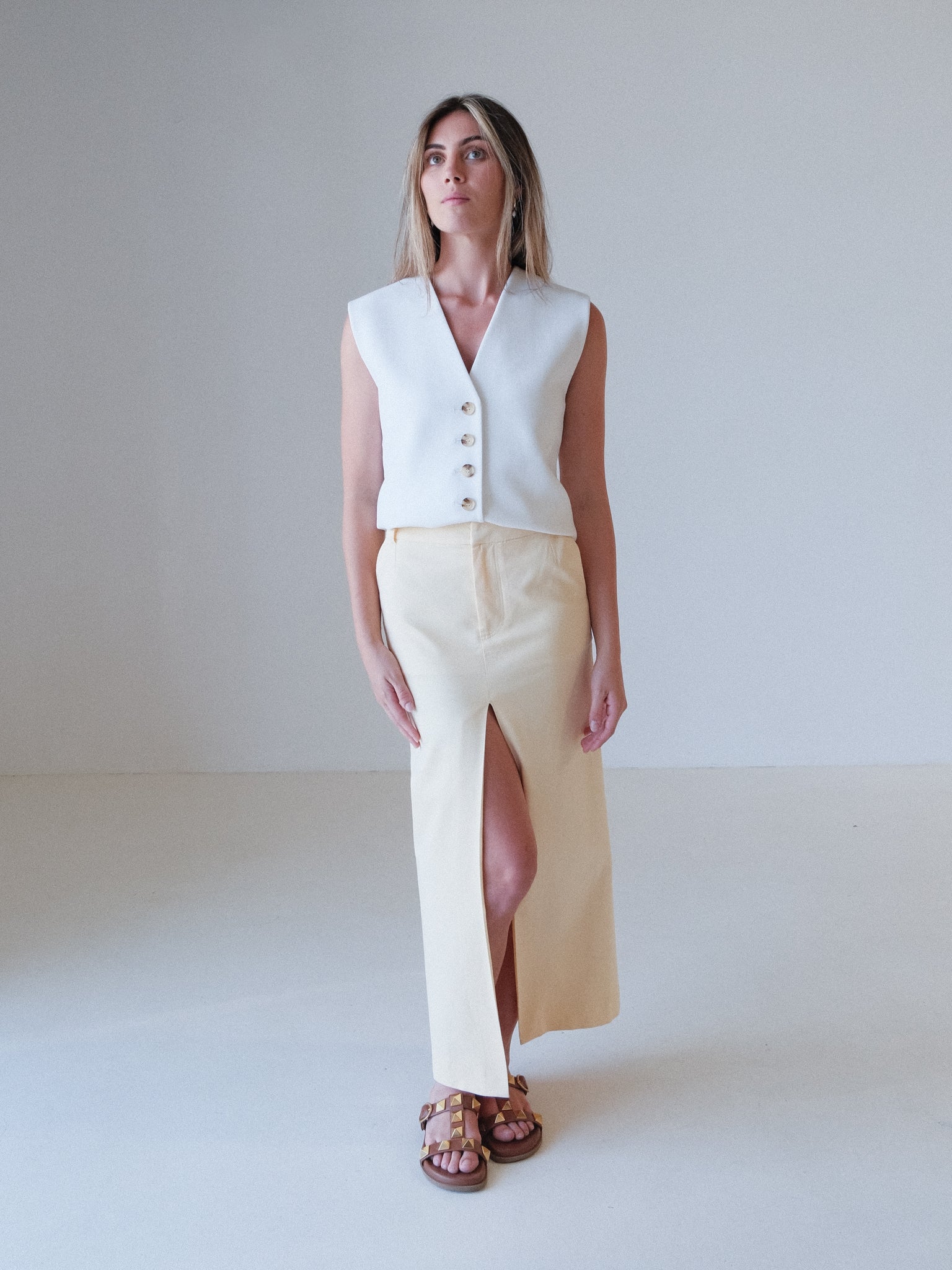 'Giacomo' Front Split Midi Skirt, Size 0 | AU 6