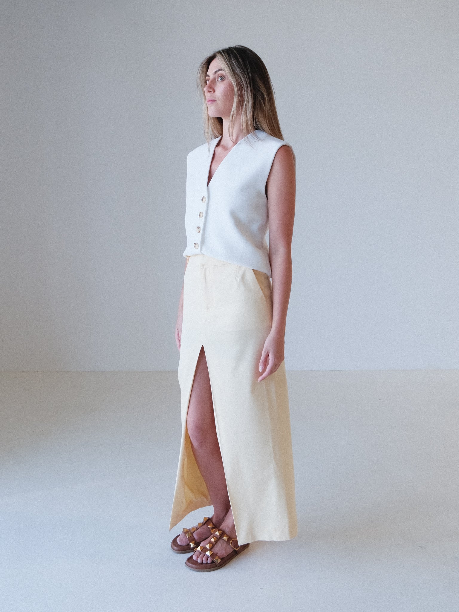 'Giacomo' Front Split Midi Skirt, Size 0 | AU 6