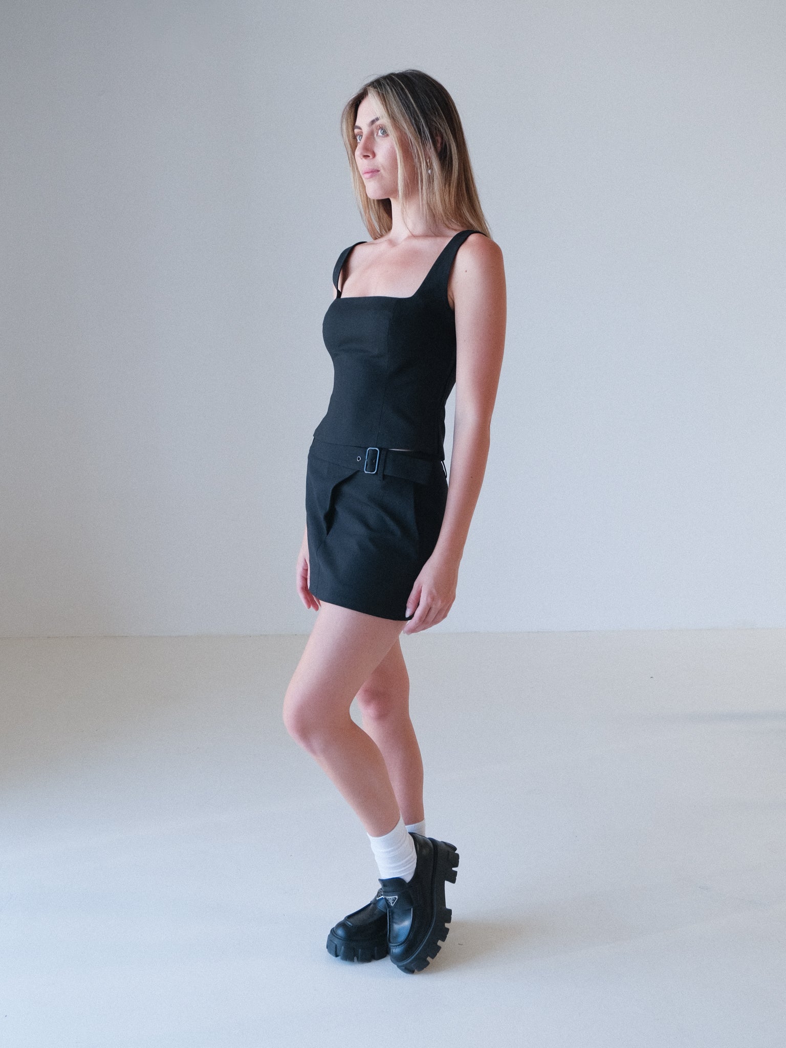 'Leonardo' Belted Mini Skirt, Size 0 | AU 6
