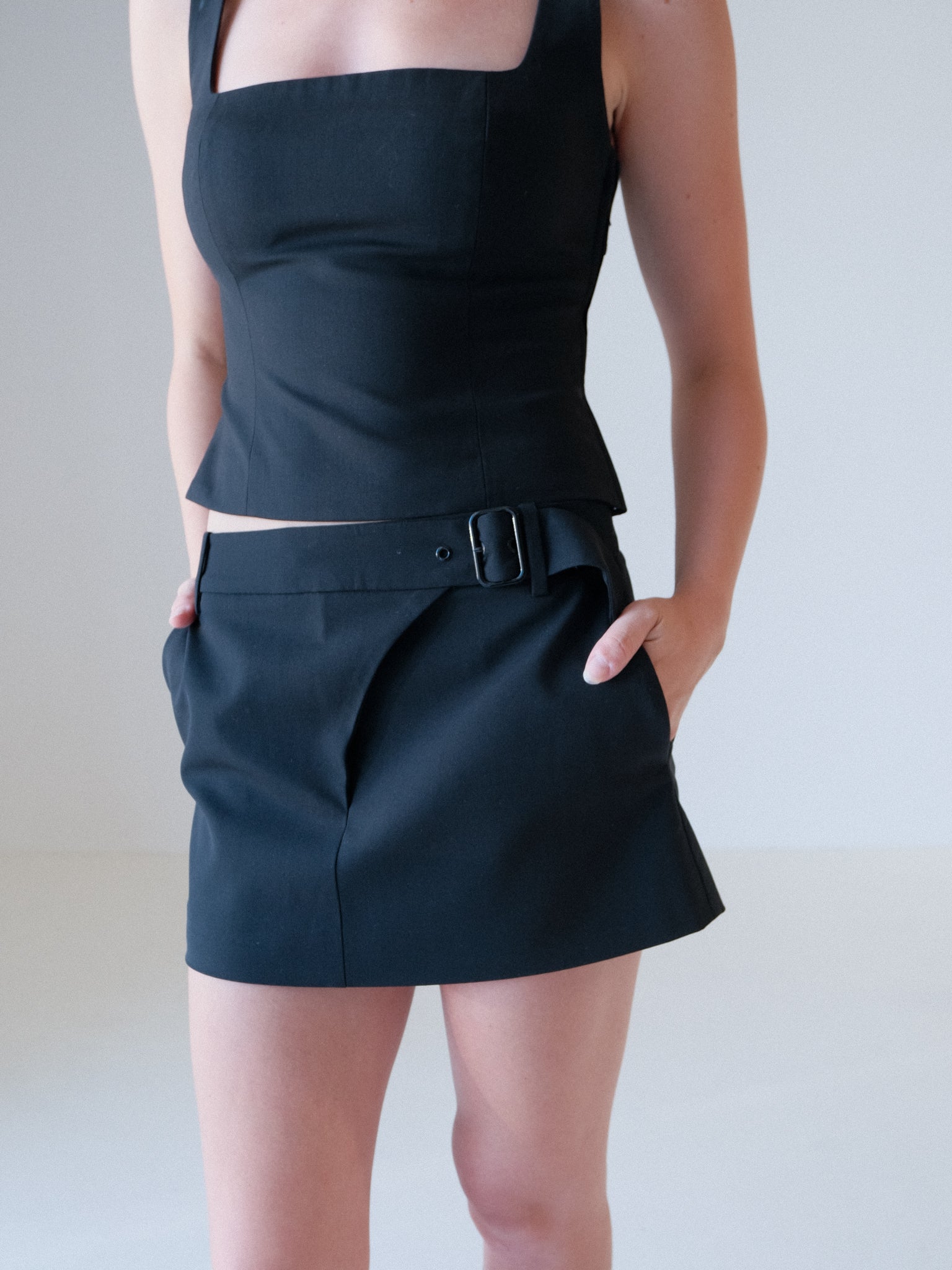 'Leonardo' Belted Mini Skirt, Size 0 | AU 6