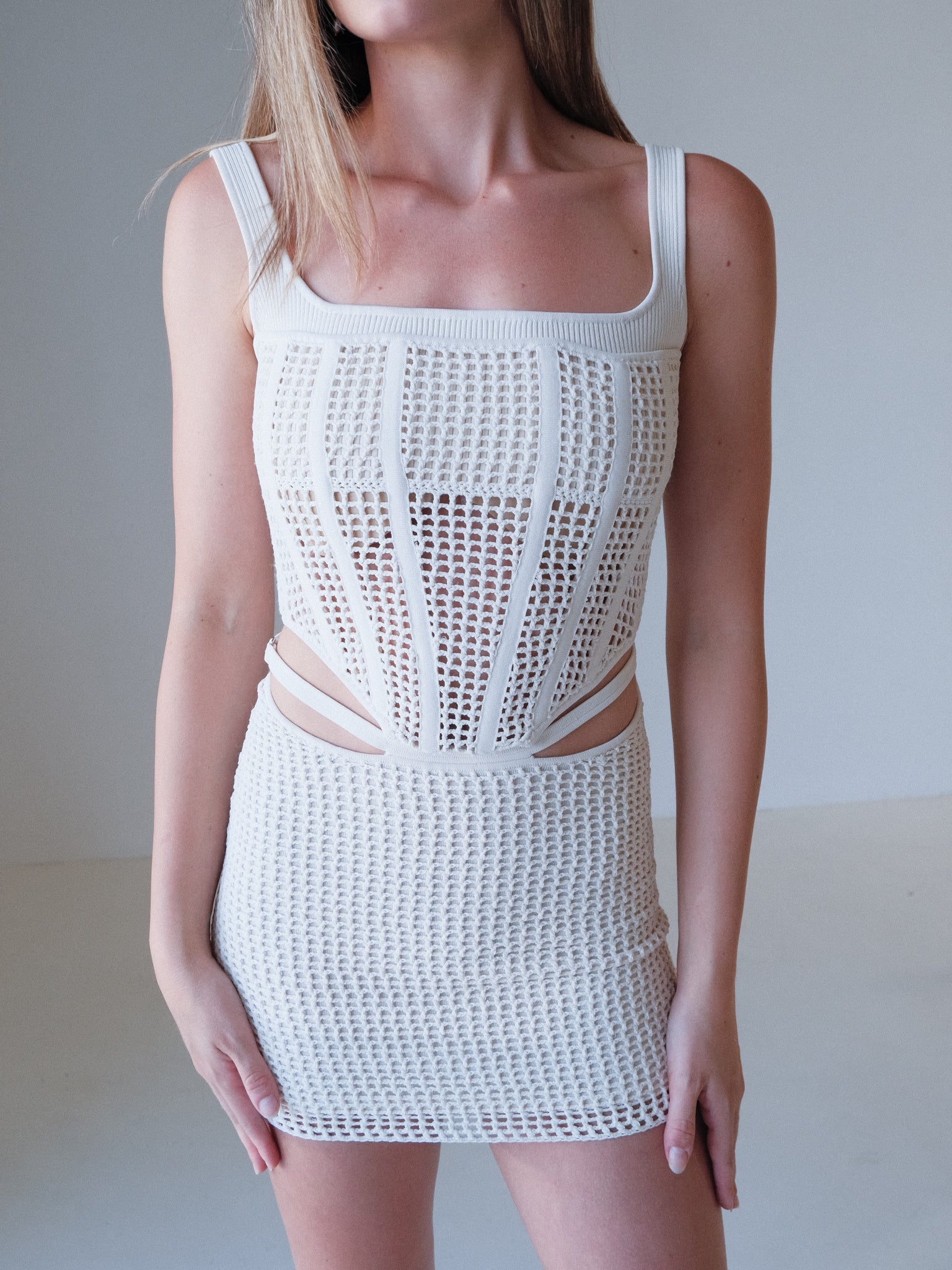 'Suspend' Crochet Corset Mini Dress, Size S