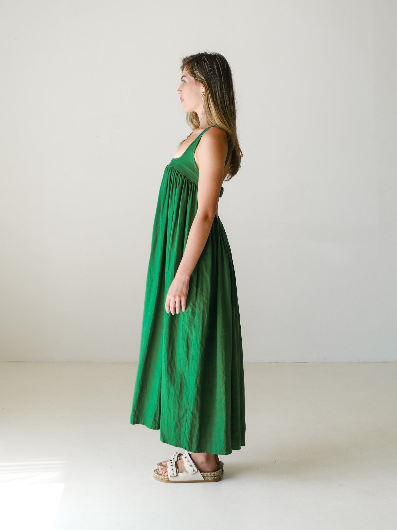 Linen Maxi Sun Dress, Size AU 12