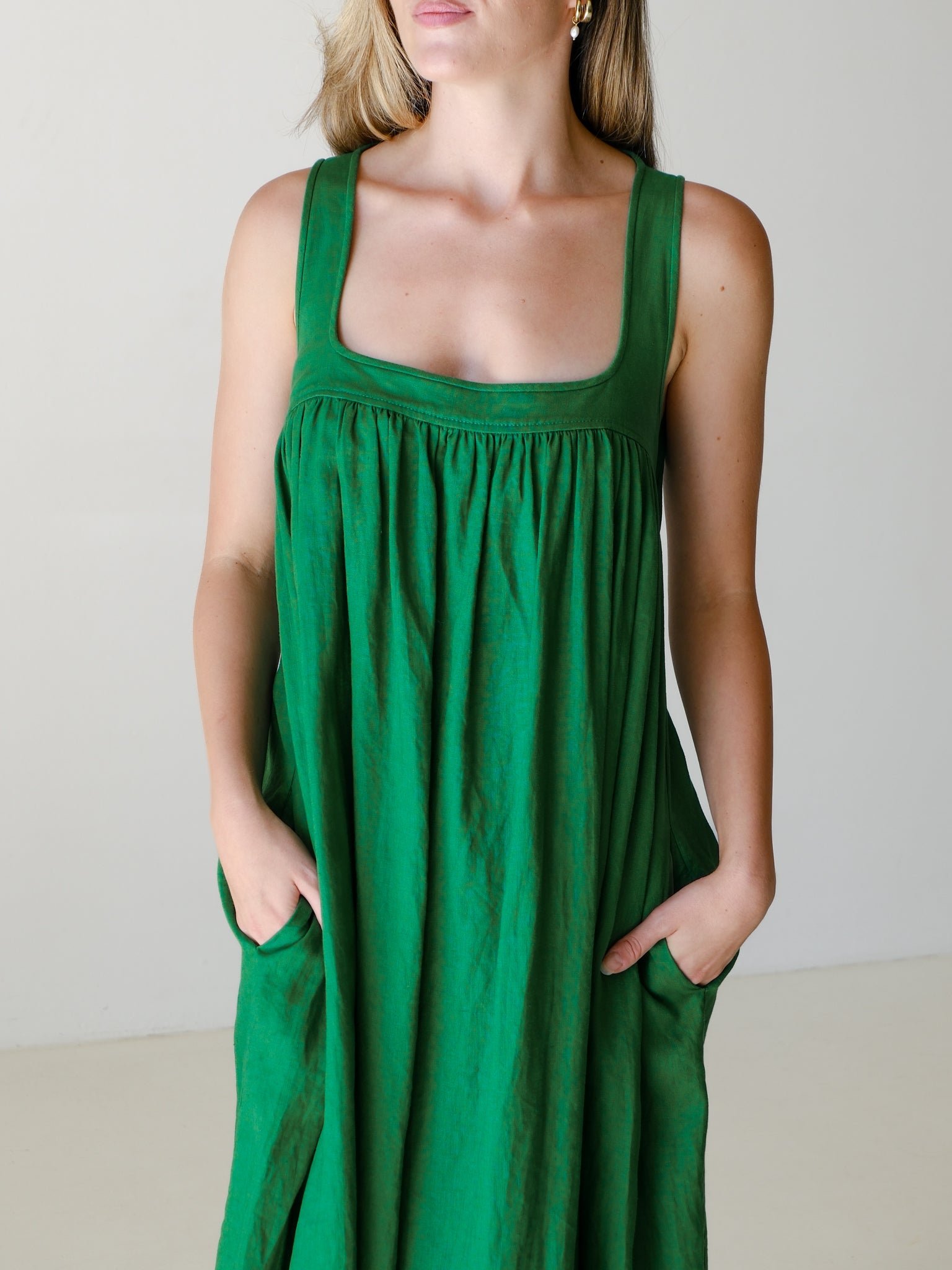 Linen Maxi Sun Dress, Size AU 12