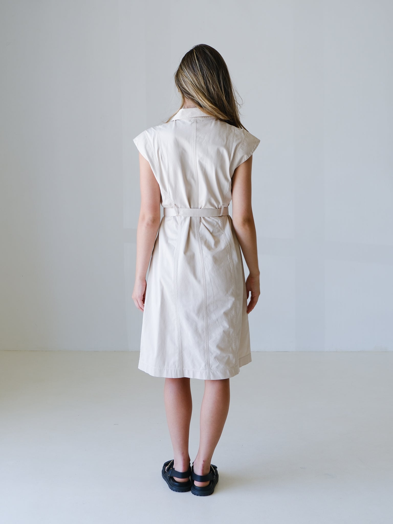 Cotton Belted Midi Dress, Size AU 8