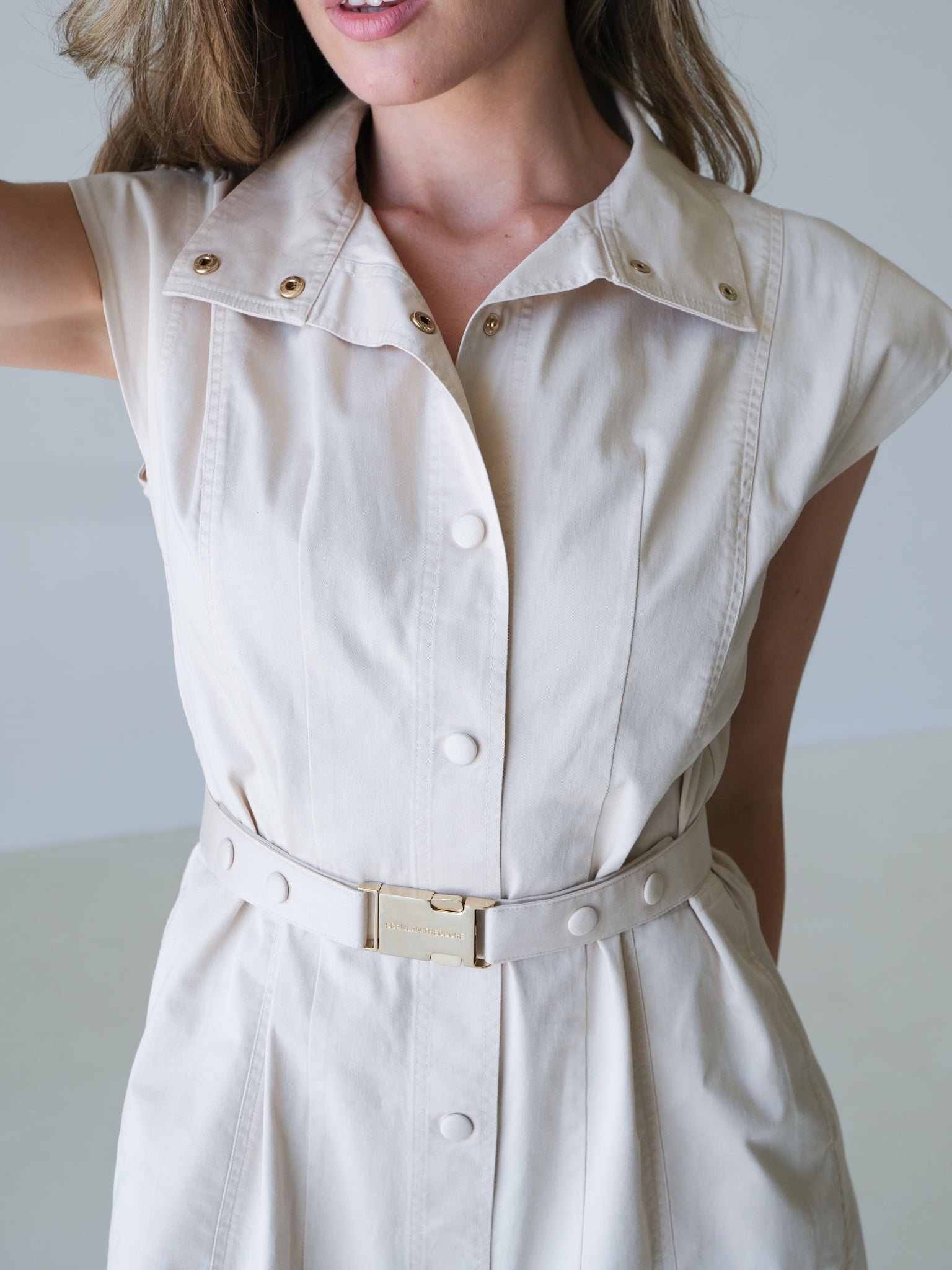 Cotton Belted Midi Dress, Size AU 8