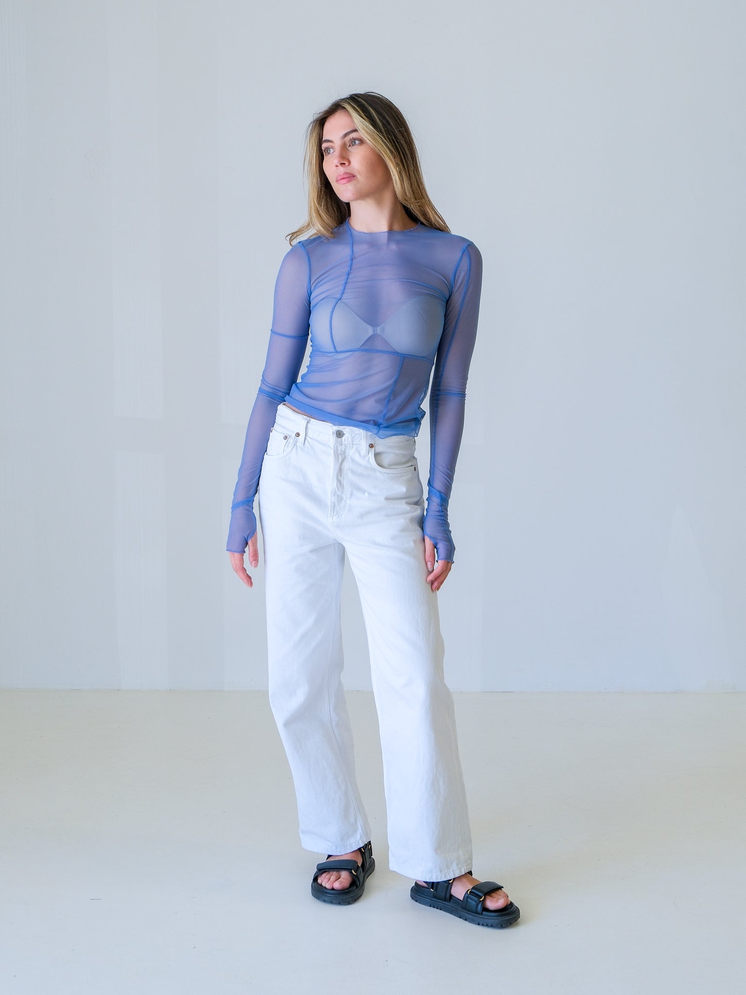 'Jacques' Panelled Mesh Top, Size 0 | AU 6