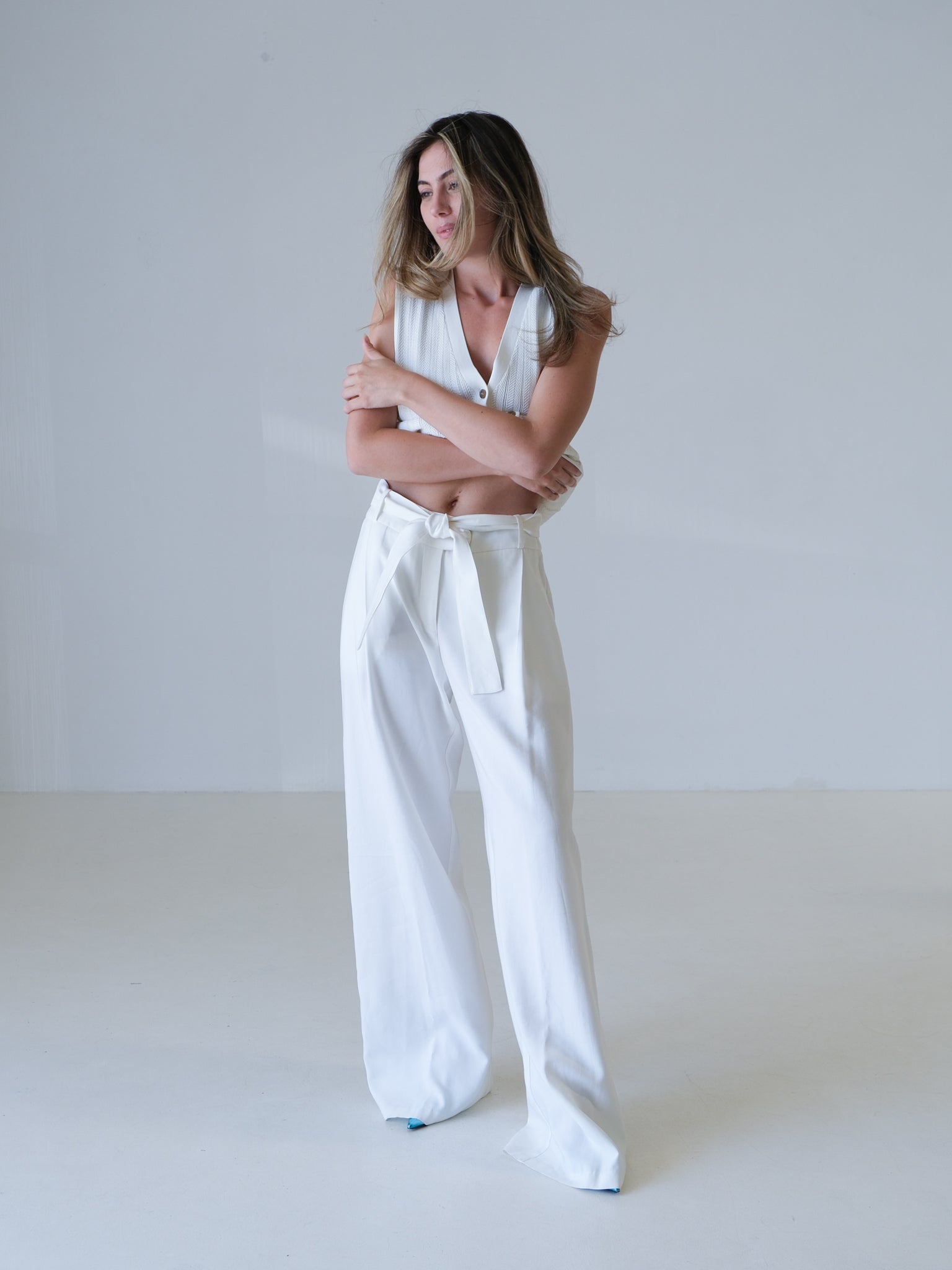 Wide Leg Belted Trousers, Size 2 | AU 10