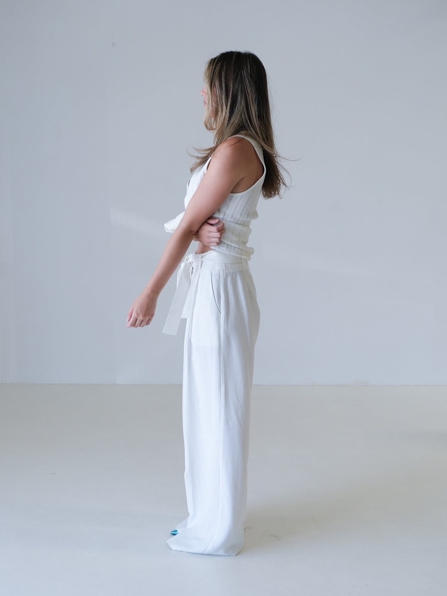 Wide Leg Belted Trousers, Size 2 | AU 10