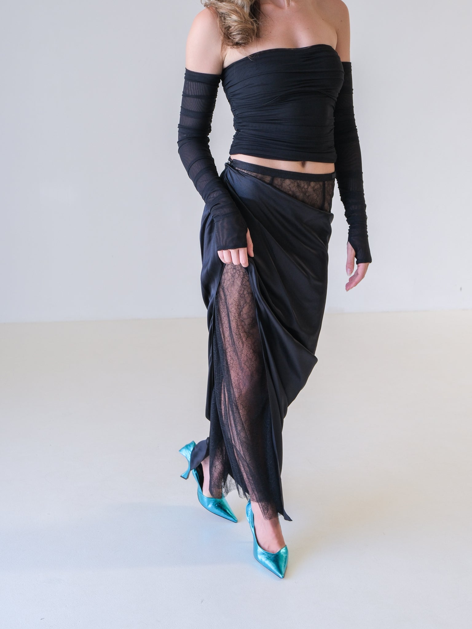 'Dunya' Draped Silk Skirt, Size 2 | AU 10
