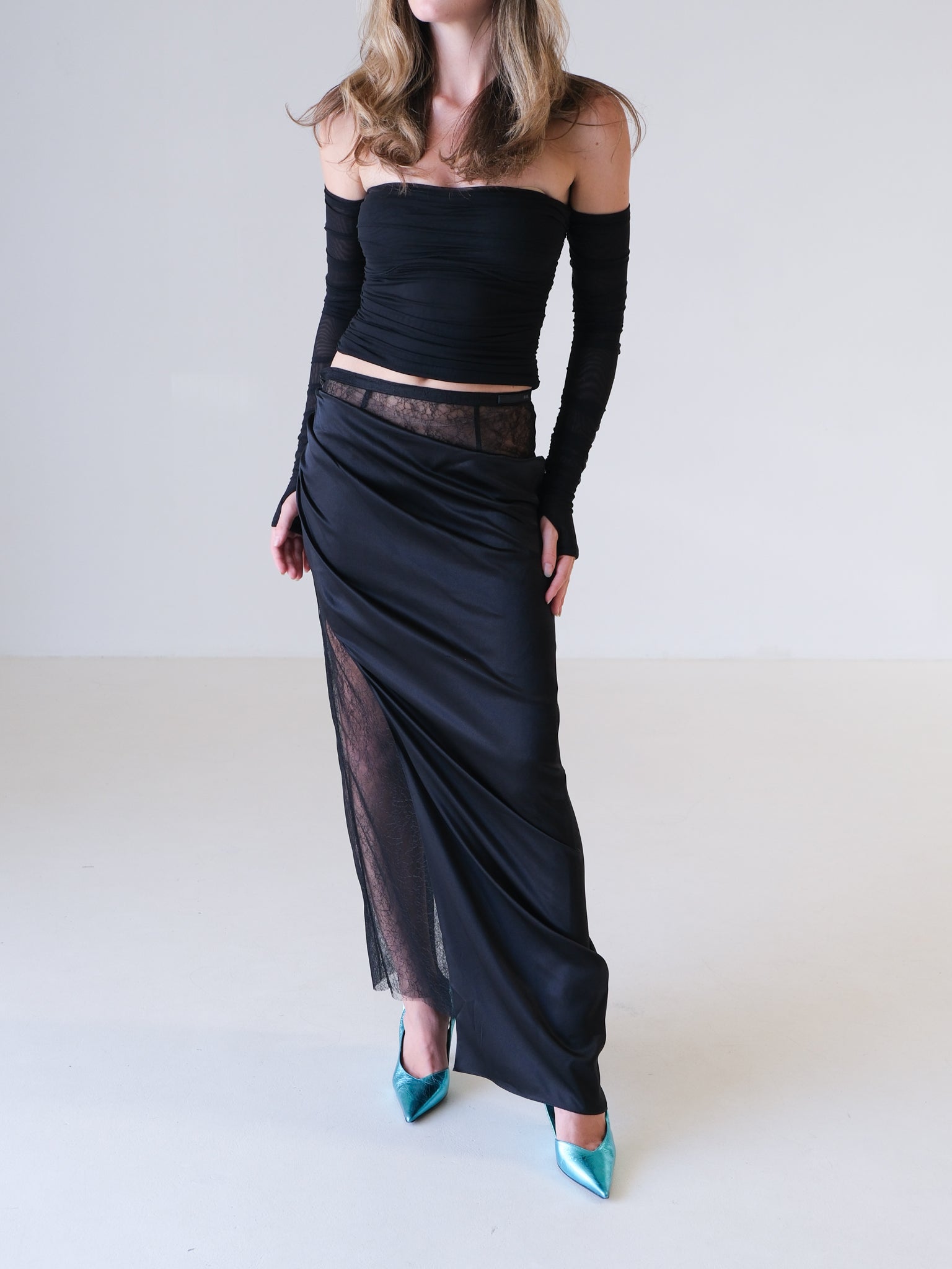 'Dunya' Draped Silk Skirt, Size 2 | AU 10