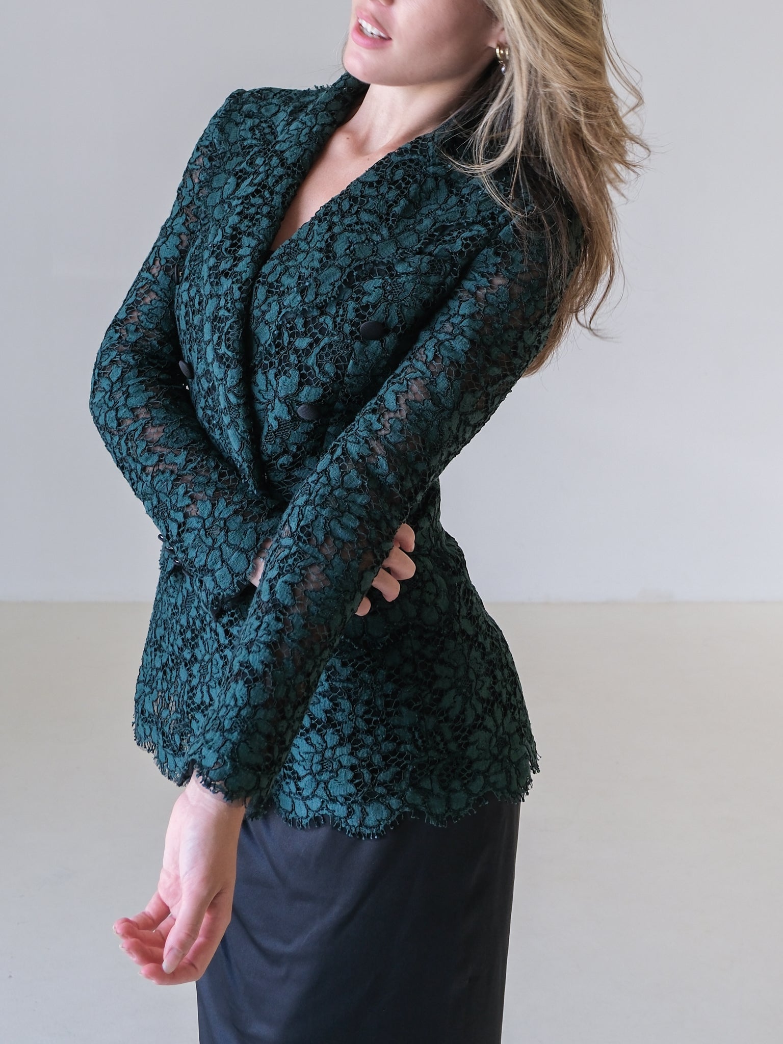 Double Breasted Lace Blazer, Size AU 8