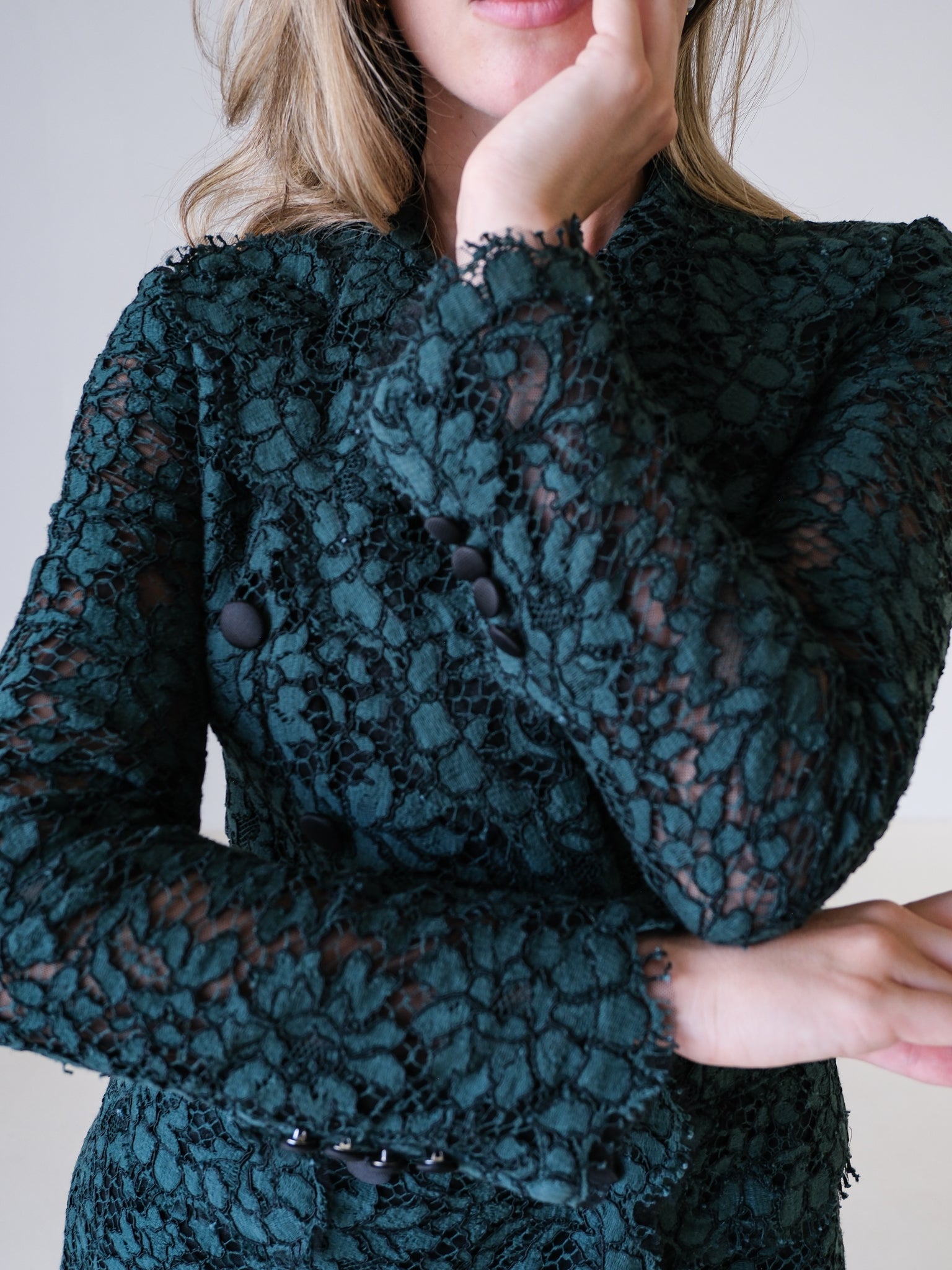 Double Breasted Lace Blazer, Size AU 8