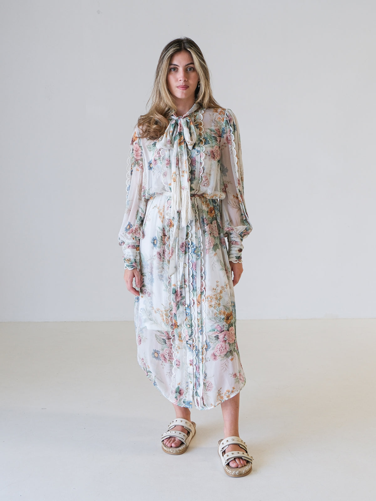 zimmermann wavelength midi dress 'Wavelength' Silk Floral Dress, Size 3 Color:Baby Blue (SkyBlue) New Film Cinderella Cosplay filter_SleeveLength:short-sleeve