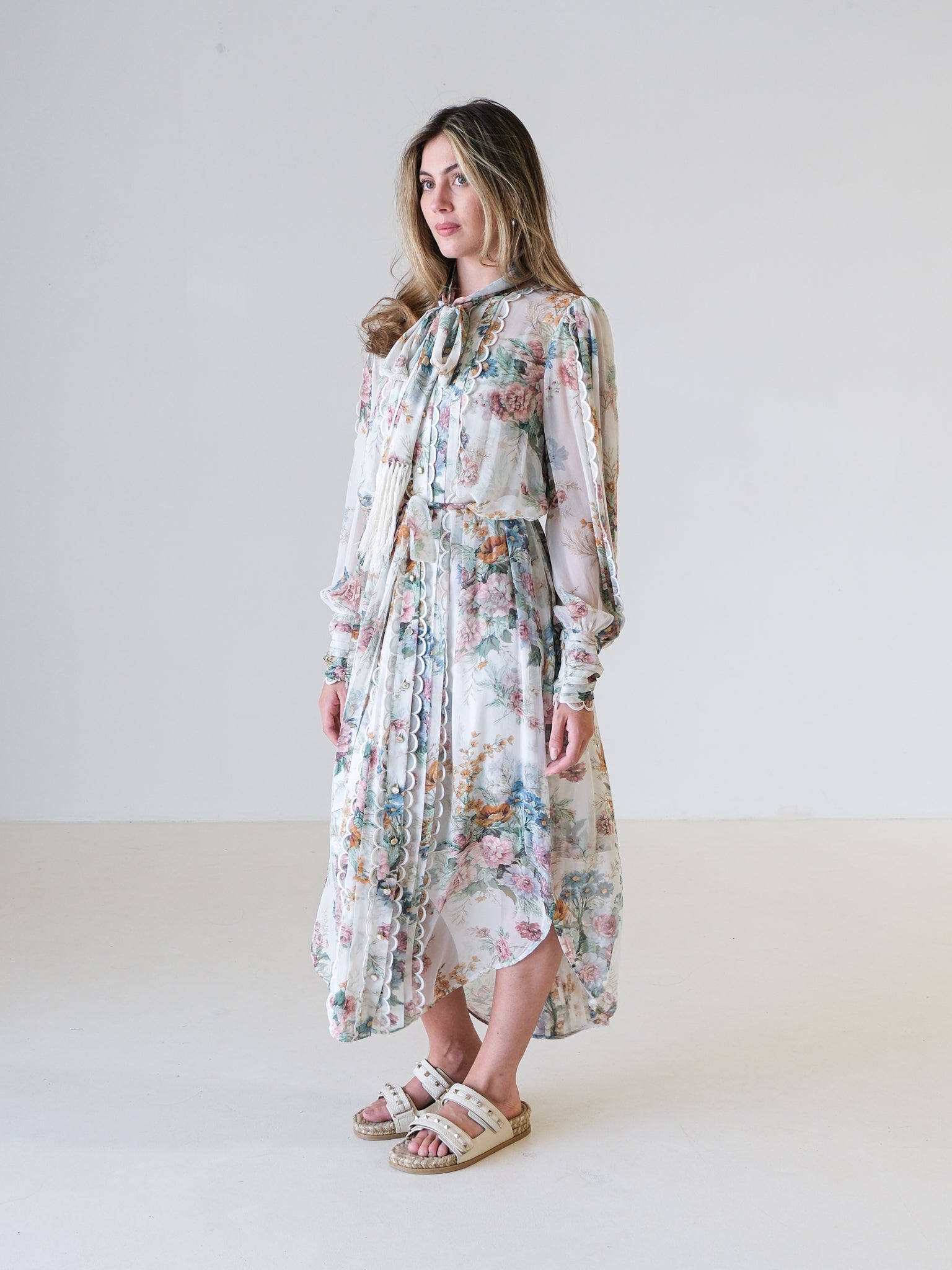 'Wavelength' Silk Floral Midi Dress, Size 3 | AU 14
