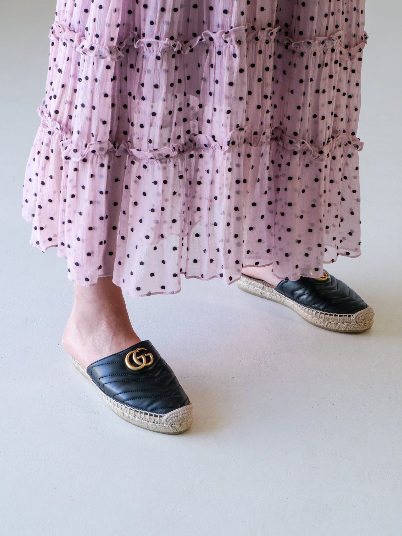 'Marmont' Matelasse Flat Espadrille Mules, Size 38.5