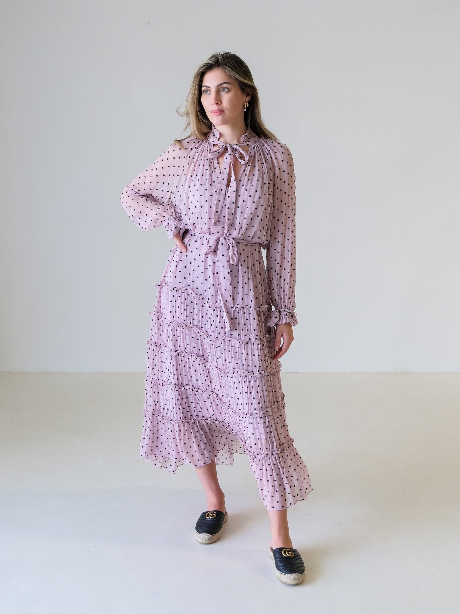 'Ninety-Six' Silk Tie-Neck Dress, Size 3 | AU 14