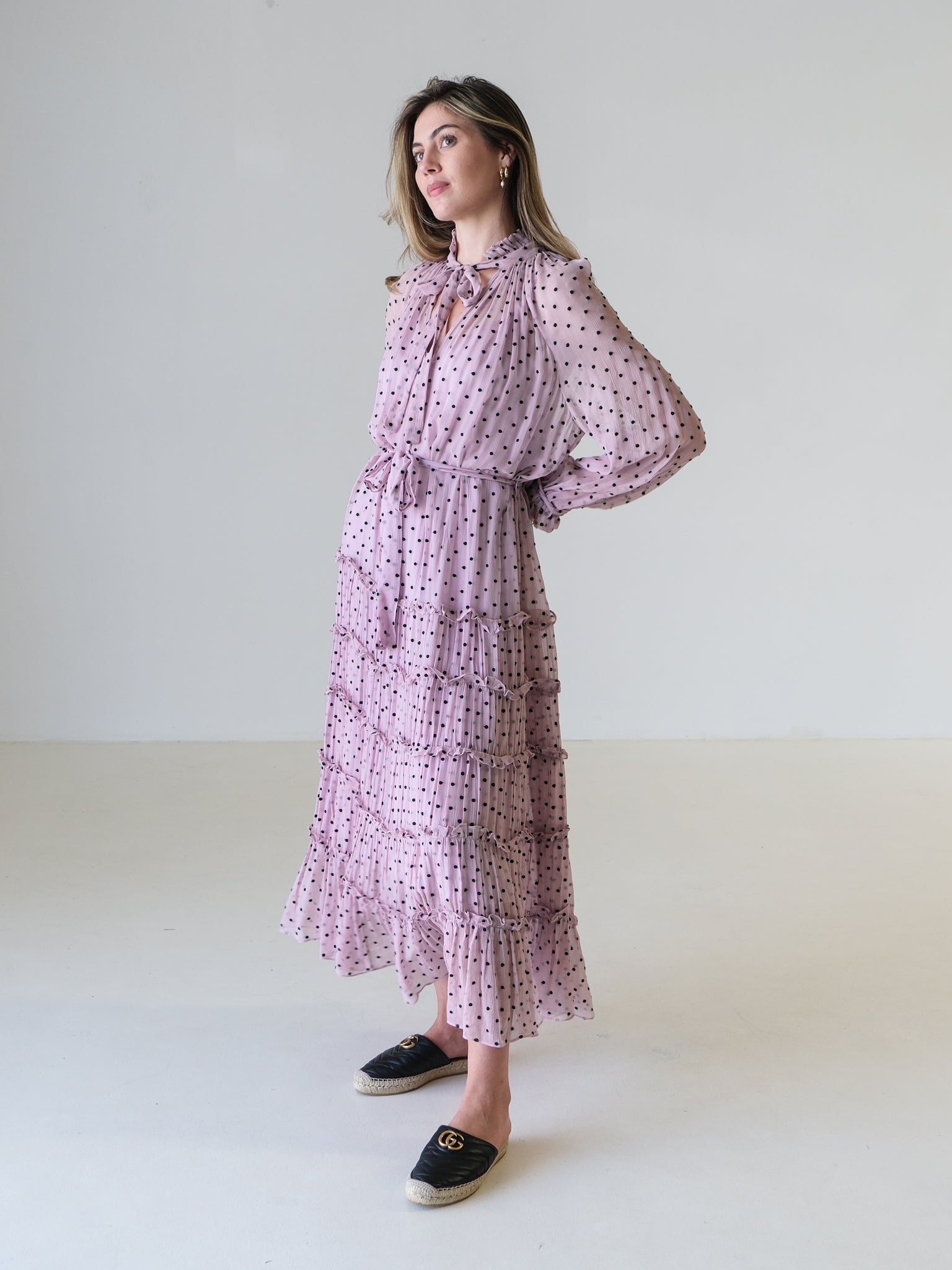 'Ninety-Six' Silk Tie-Neck Dress, Size 3 | AU 14