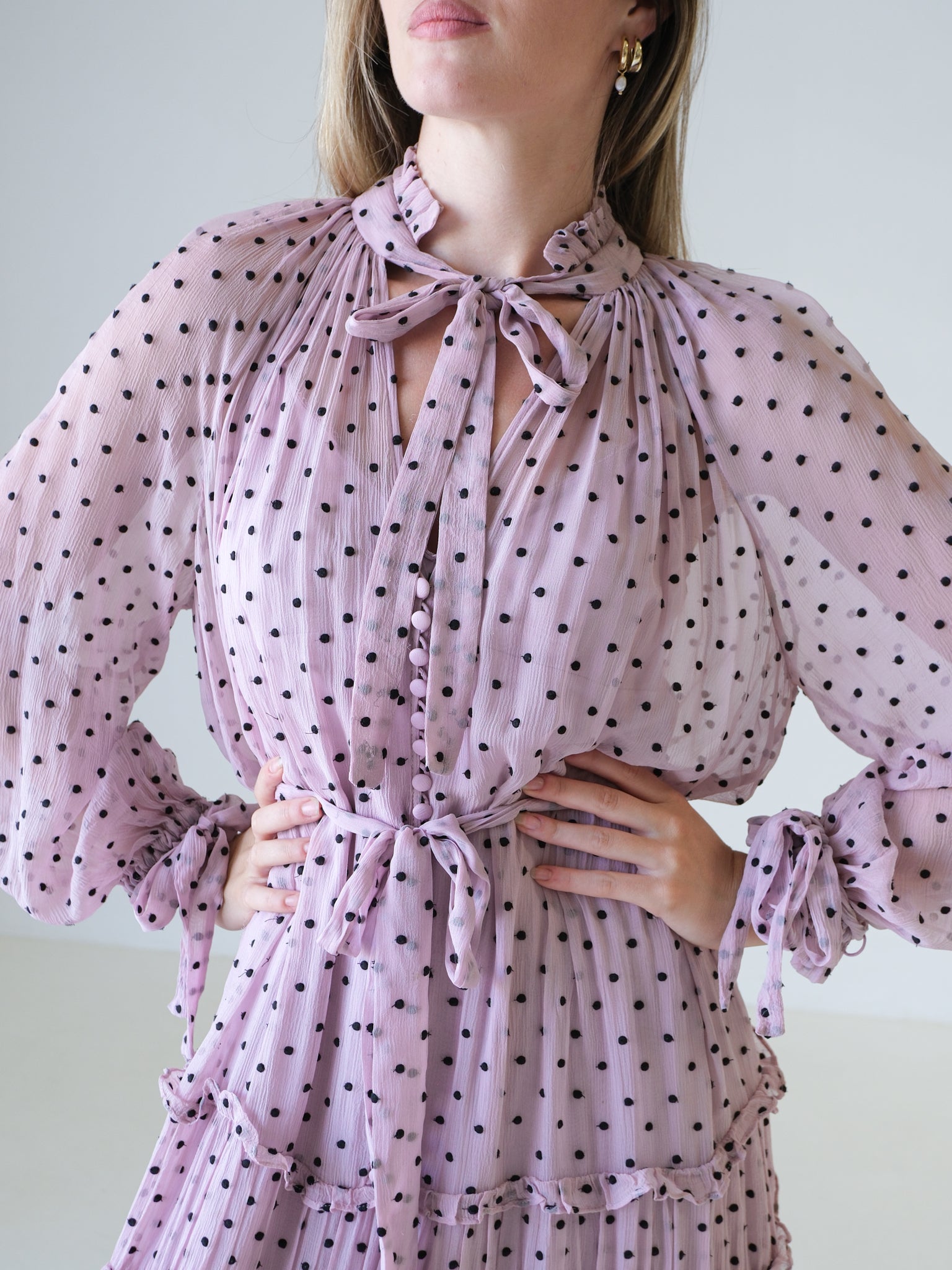 'Ninety-Six' Silk Tie-Neck Dress, Size 3 | AU 14