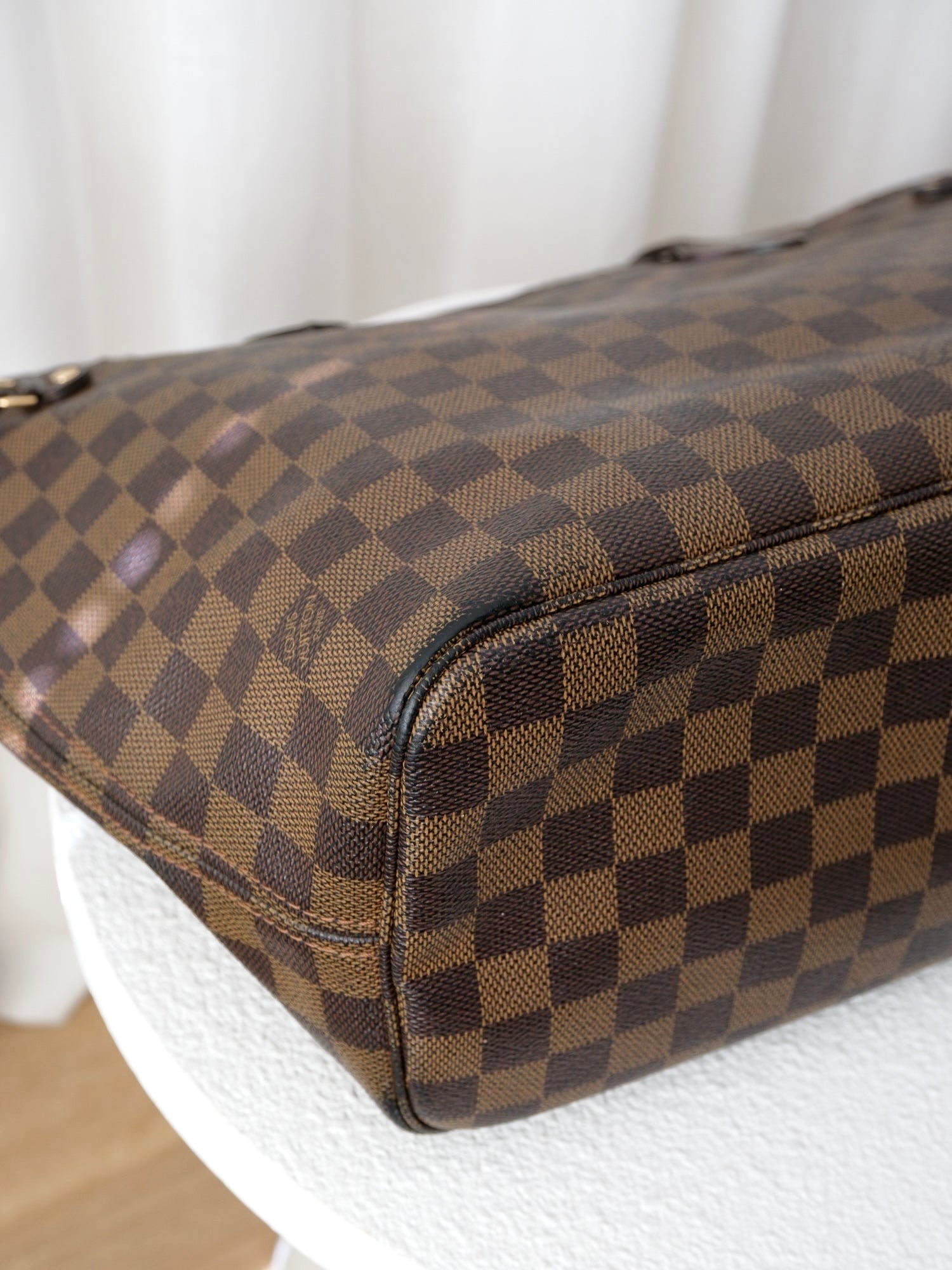 'Neverfull' MM Damier Ebene Canvas Tote Bag