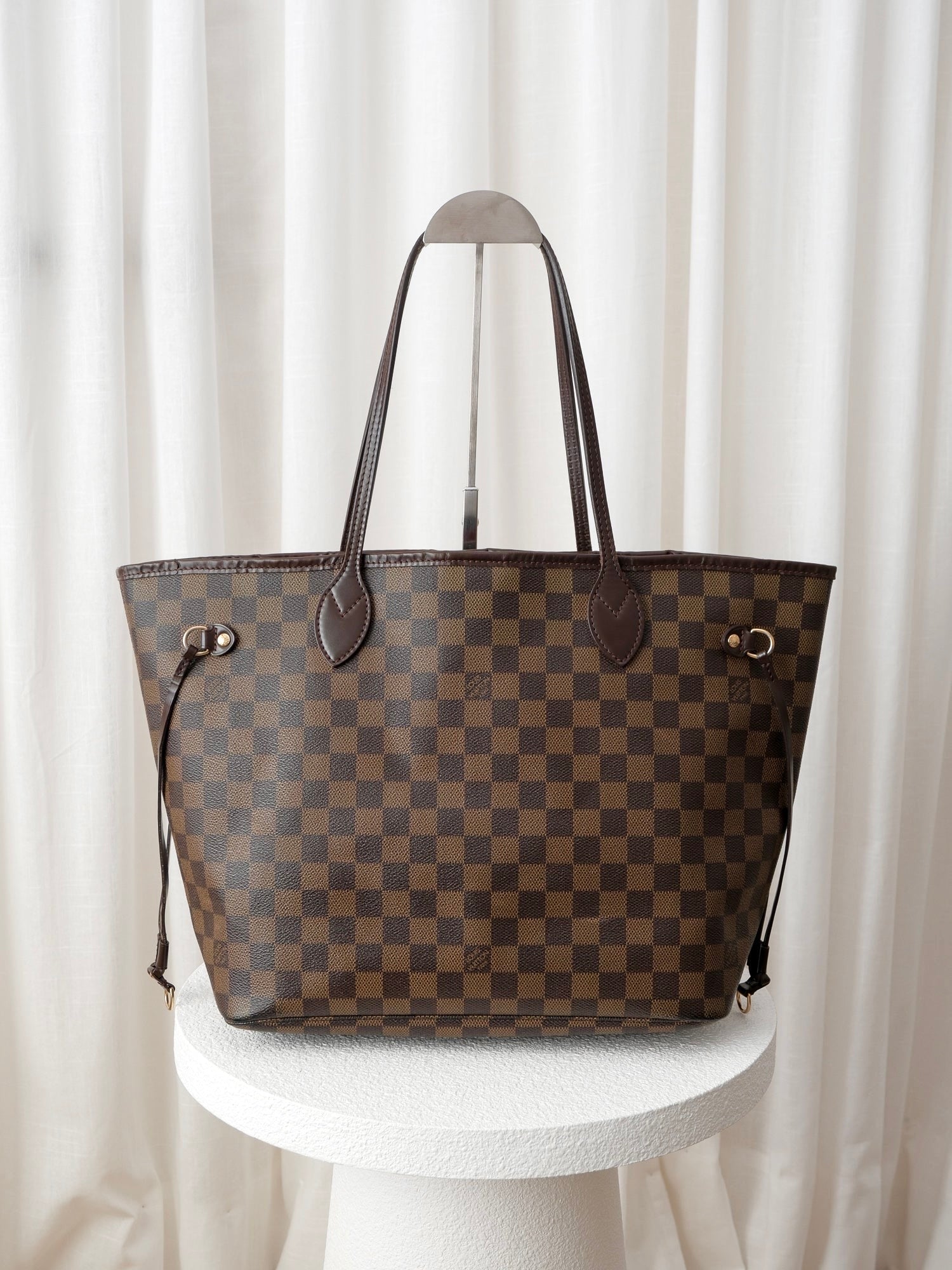 'Neverfull' MM Damier Ebene Canvas Tote Bag