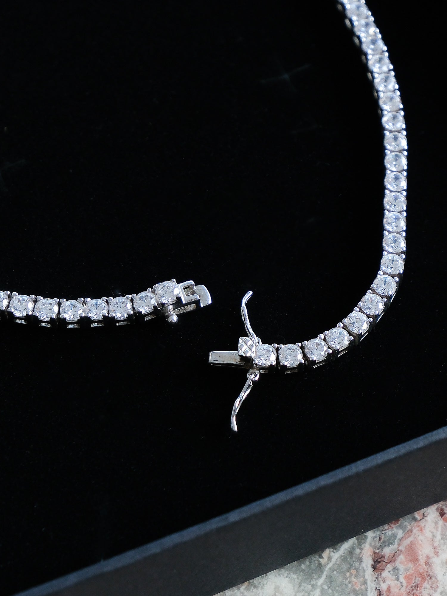 'Kate' Round Cut 3.75mm Lab White Sapphire Riviére Tennis Necklace