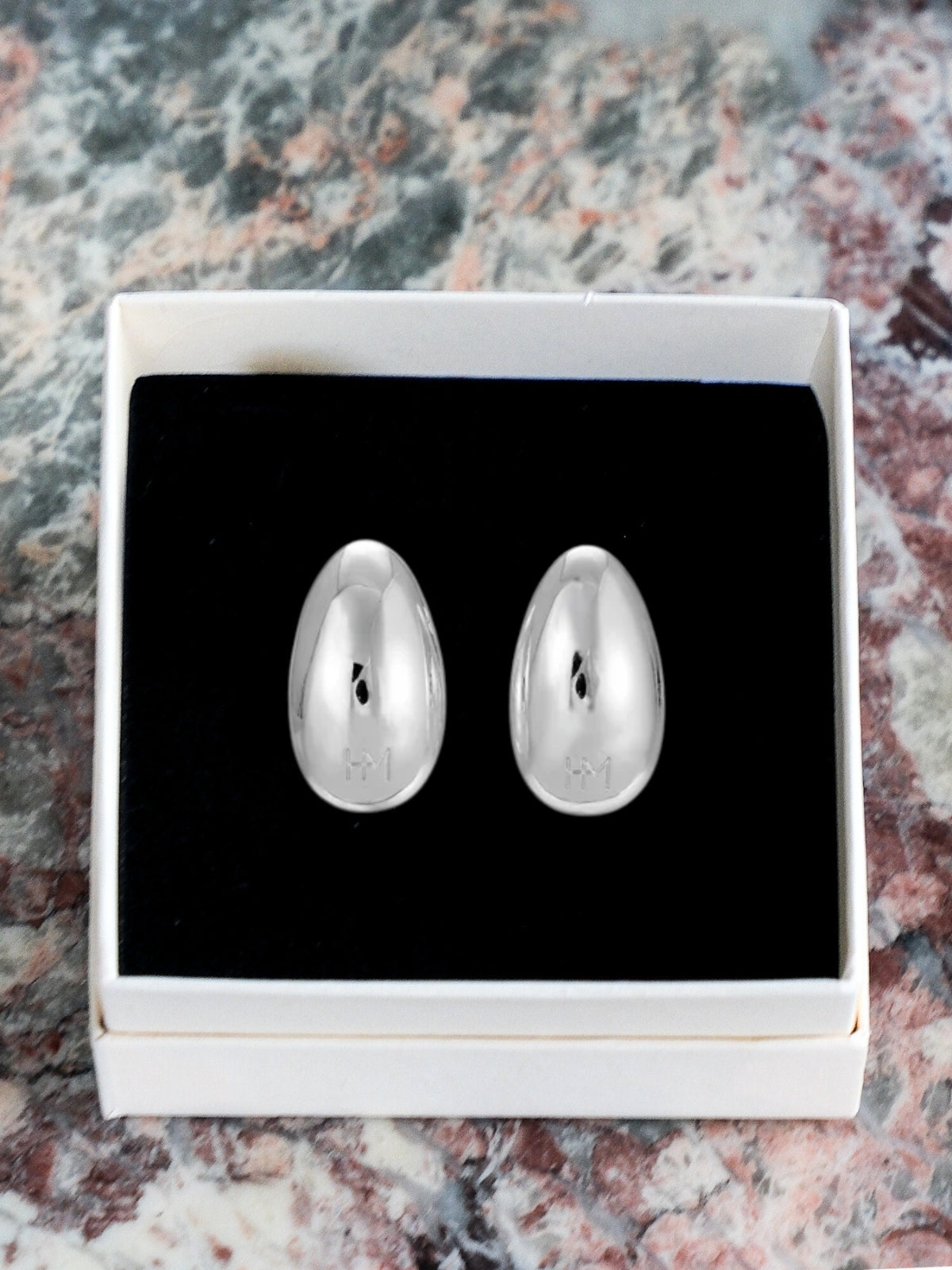 'Bean' Silver Plated Stud Earrings