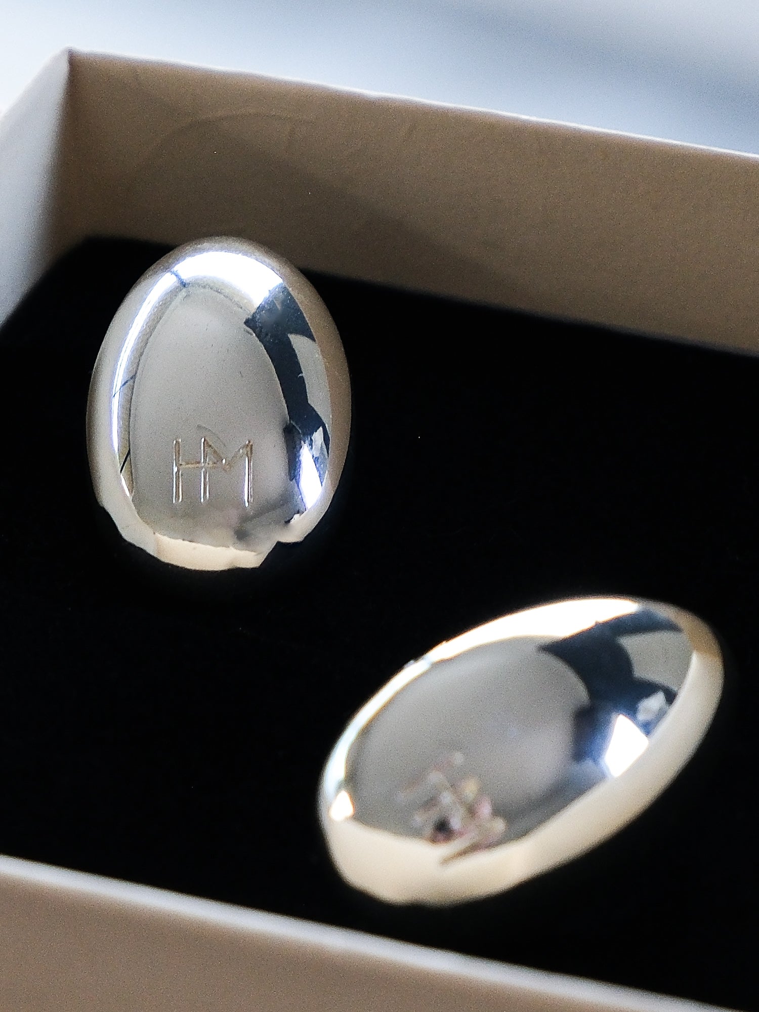 'Bean' Silver Plated Stud Earrings