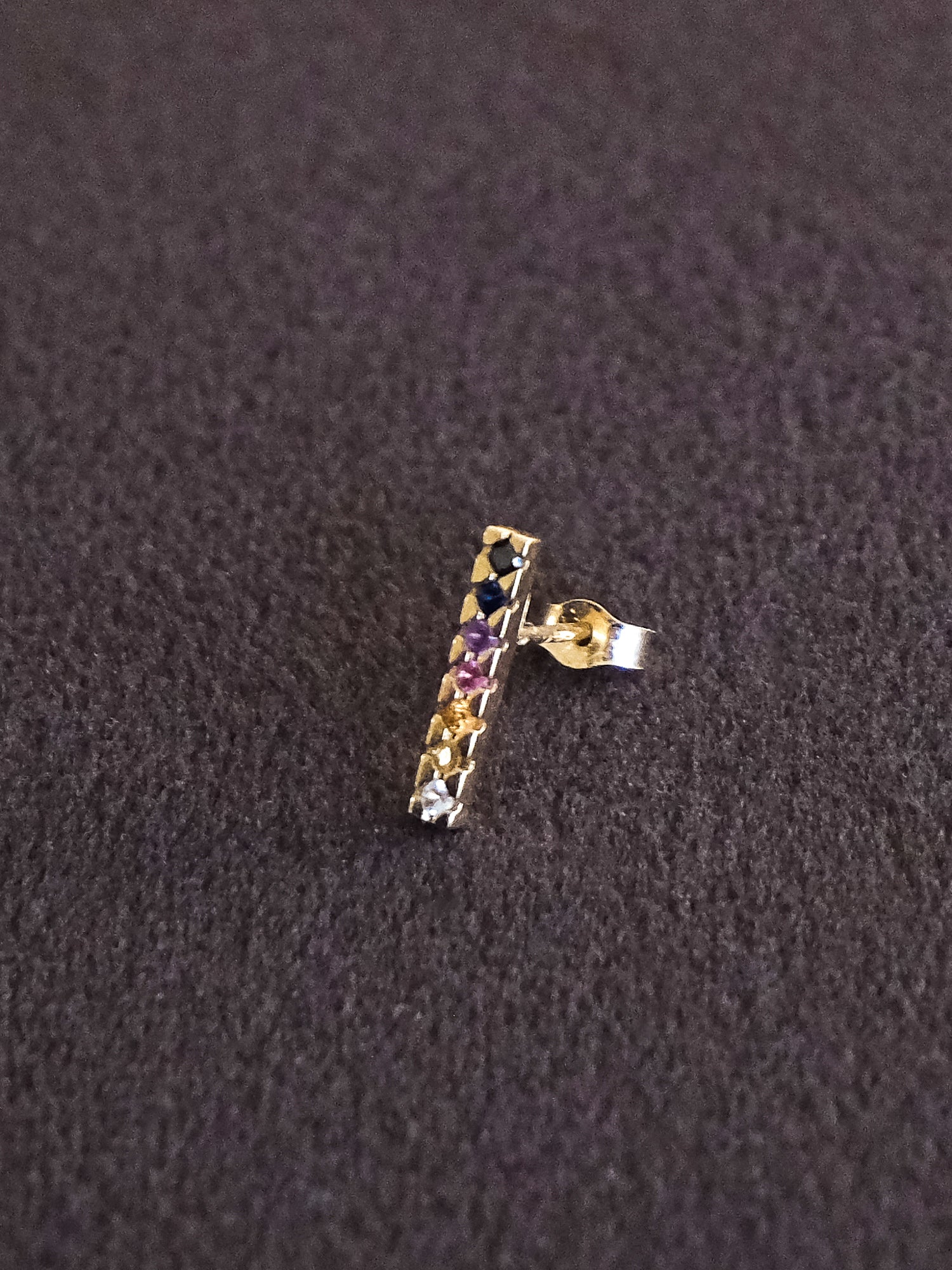 Micro 18ct Gold Rainbow Gemstone Ear Climber