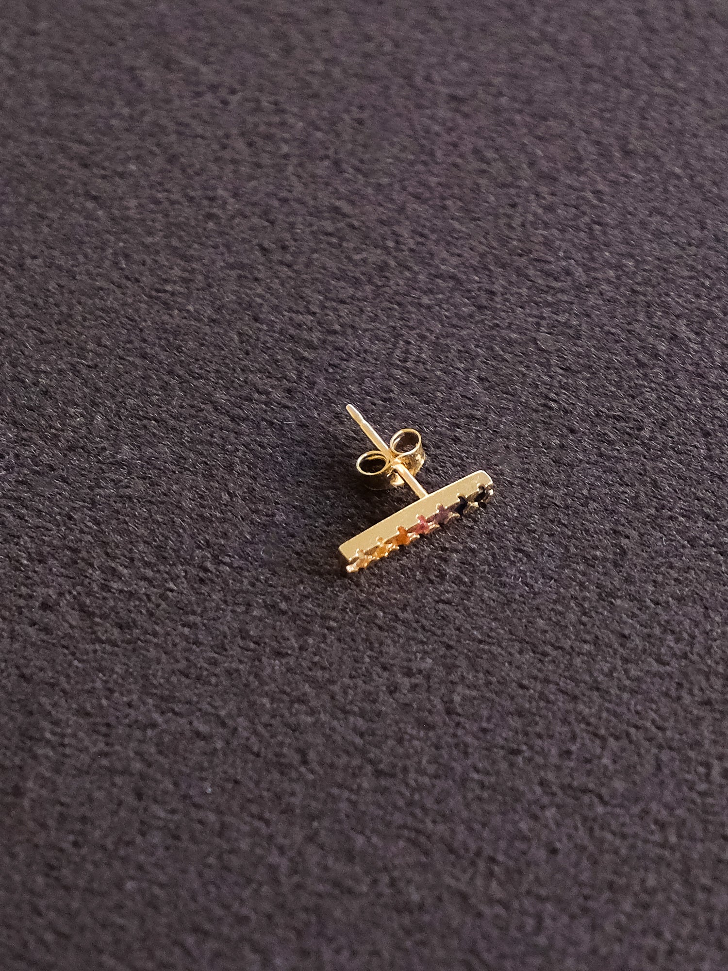 Micro 18ct Gold Rainbow Gemstone Ear Climber