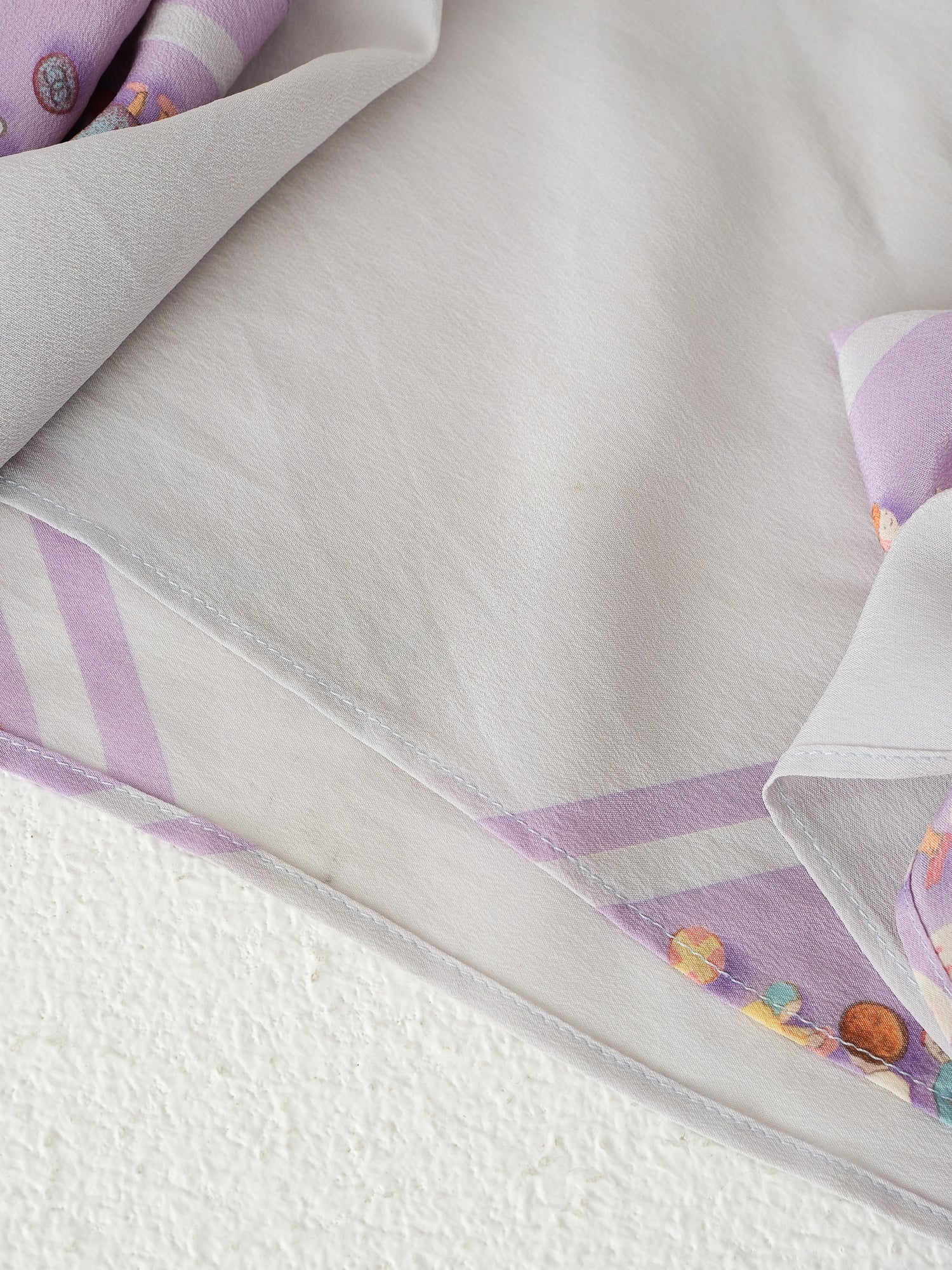 Vintage 'Poupées' Print Silk Neck Scarf