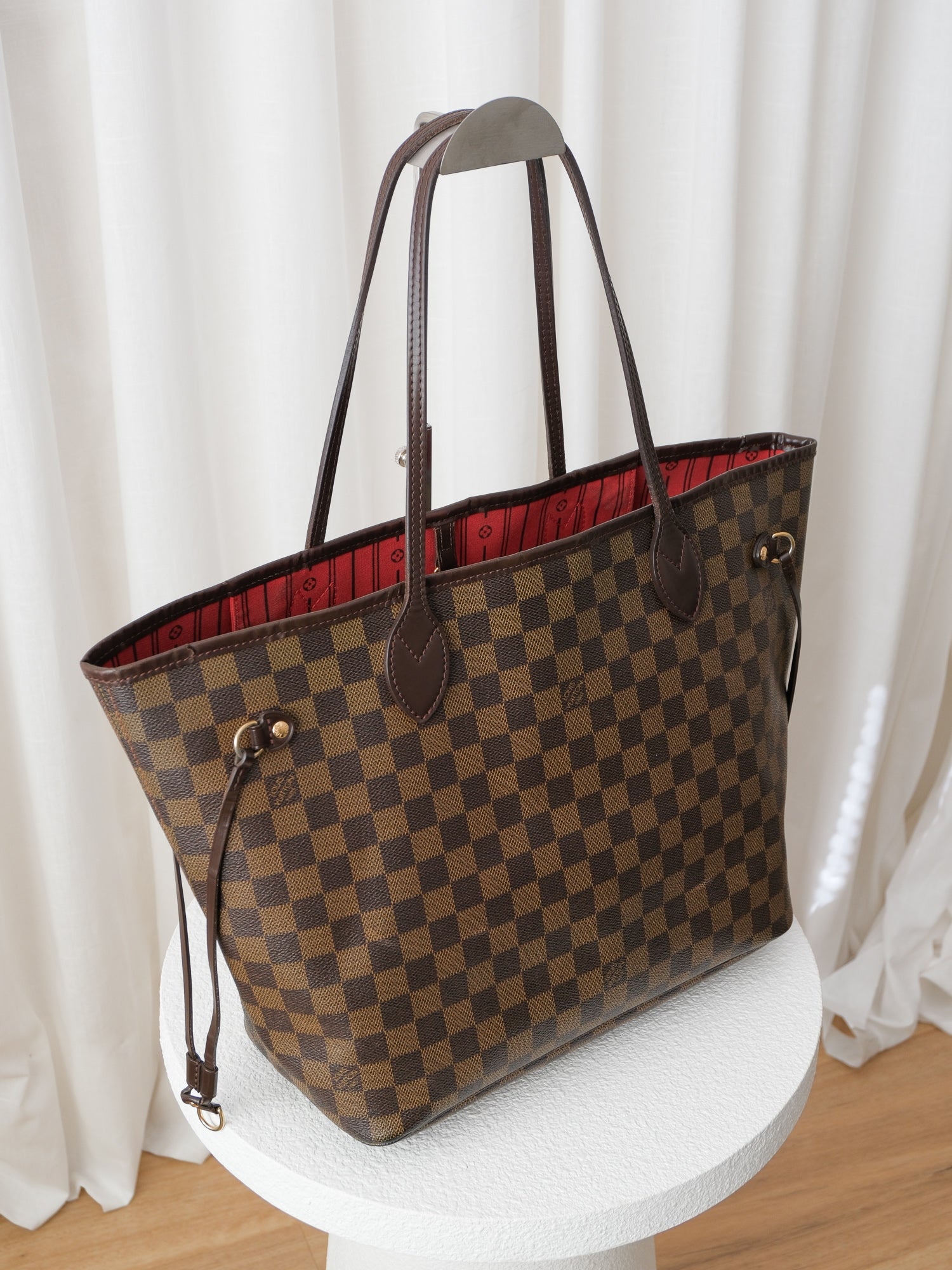 'Neverfull' MM Damier Ebene Canvas Tote Bag