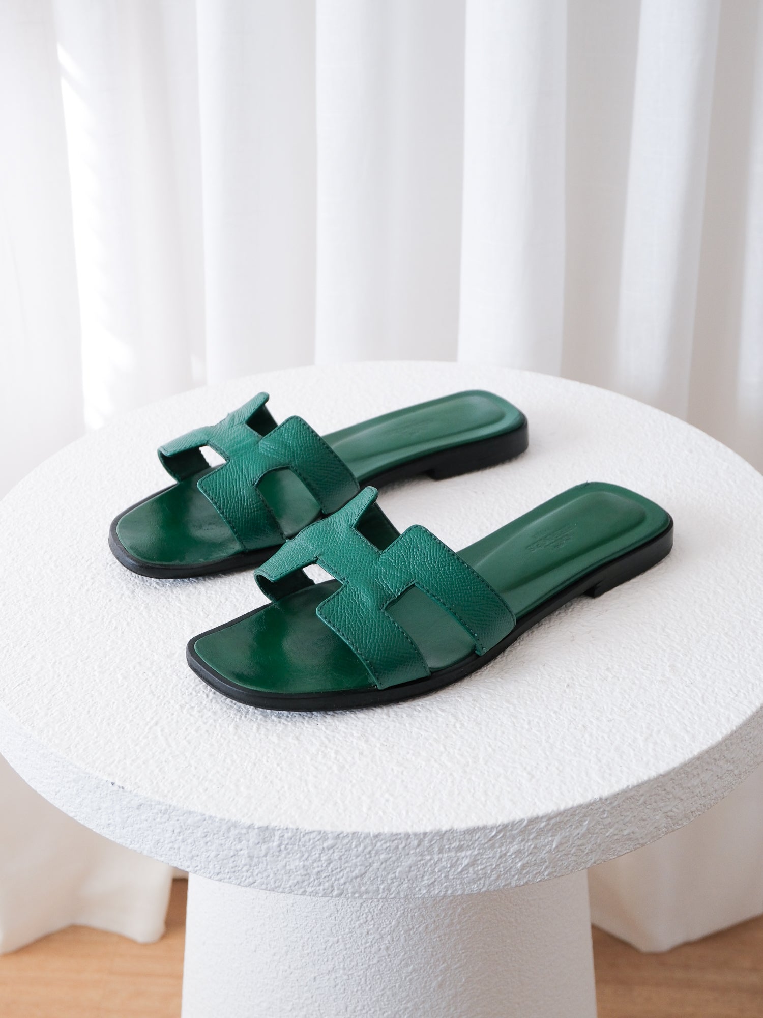 'Oran' Veau Epsom Calfskin Leather Sandals, Size 36.5