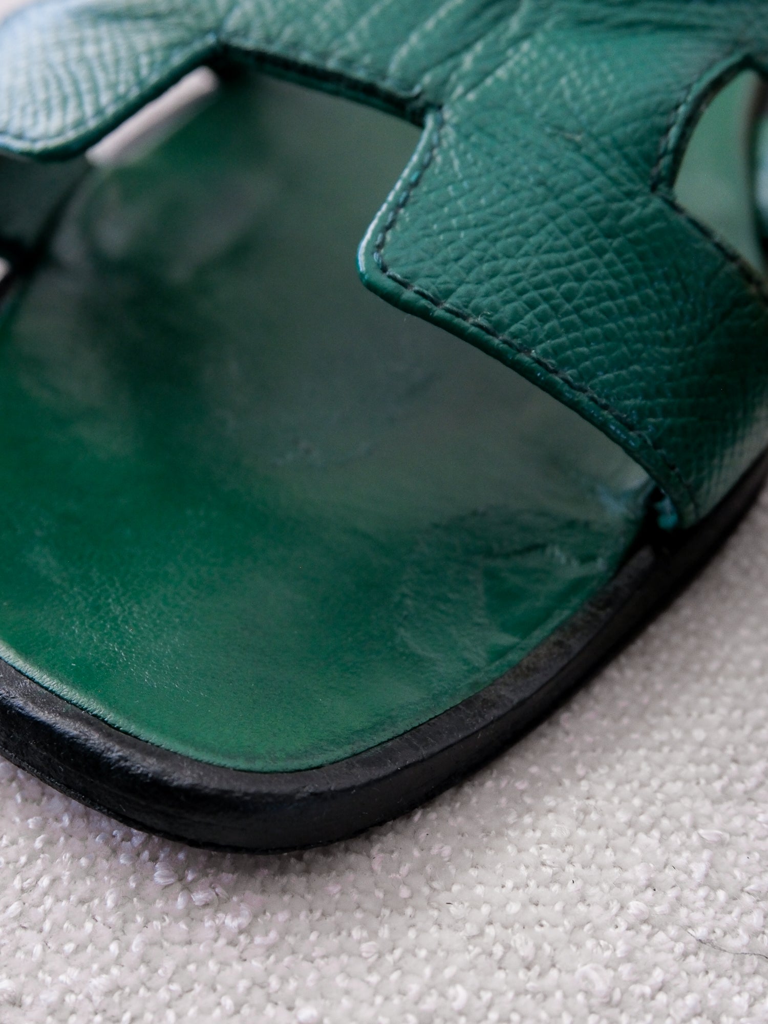 'Oran' Veau Epsom Calfskin Leather Sandals, Size 36.5