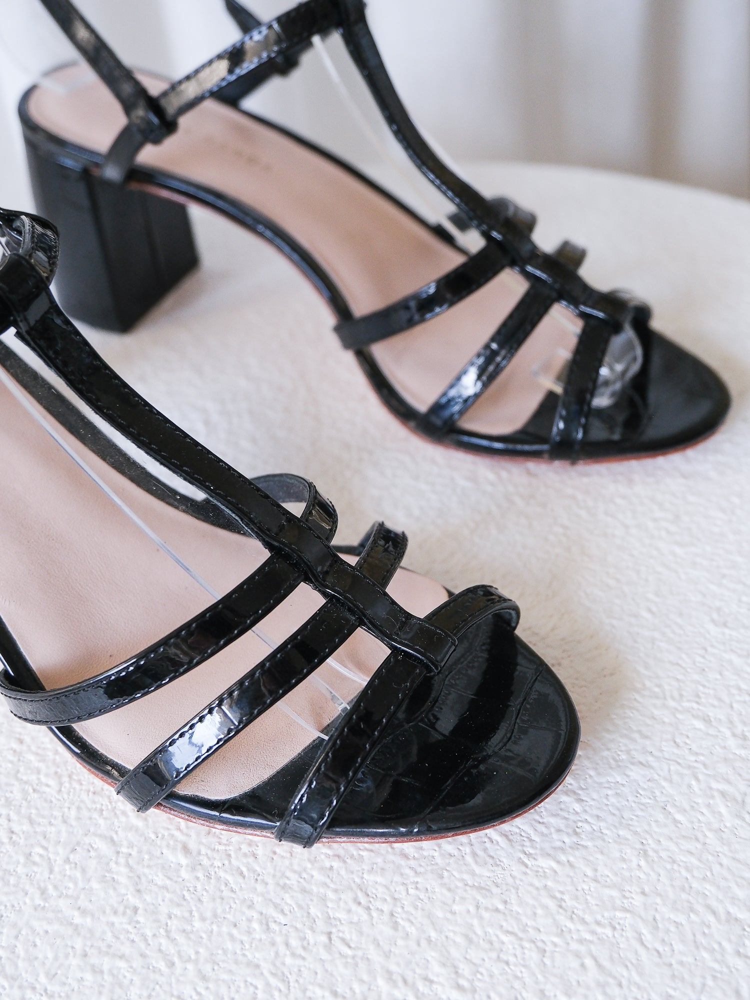 'Elena' Patent Leather Sandals, Size US 6.5B