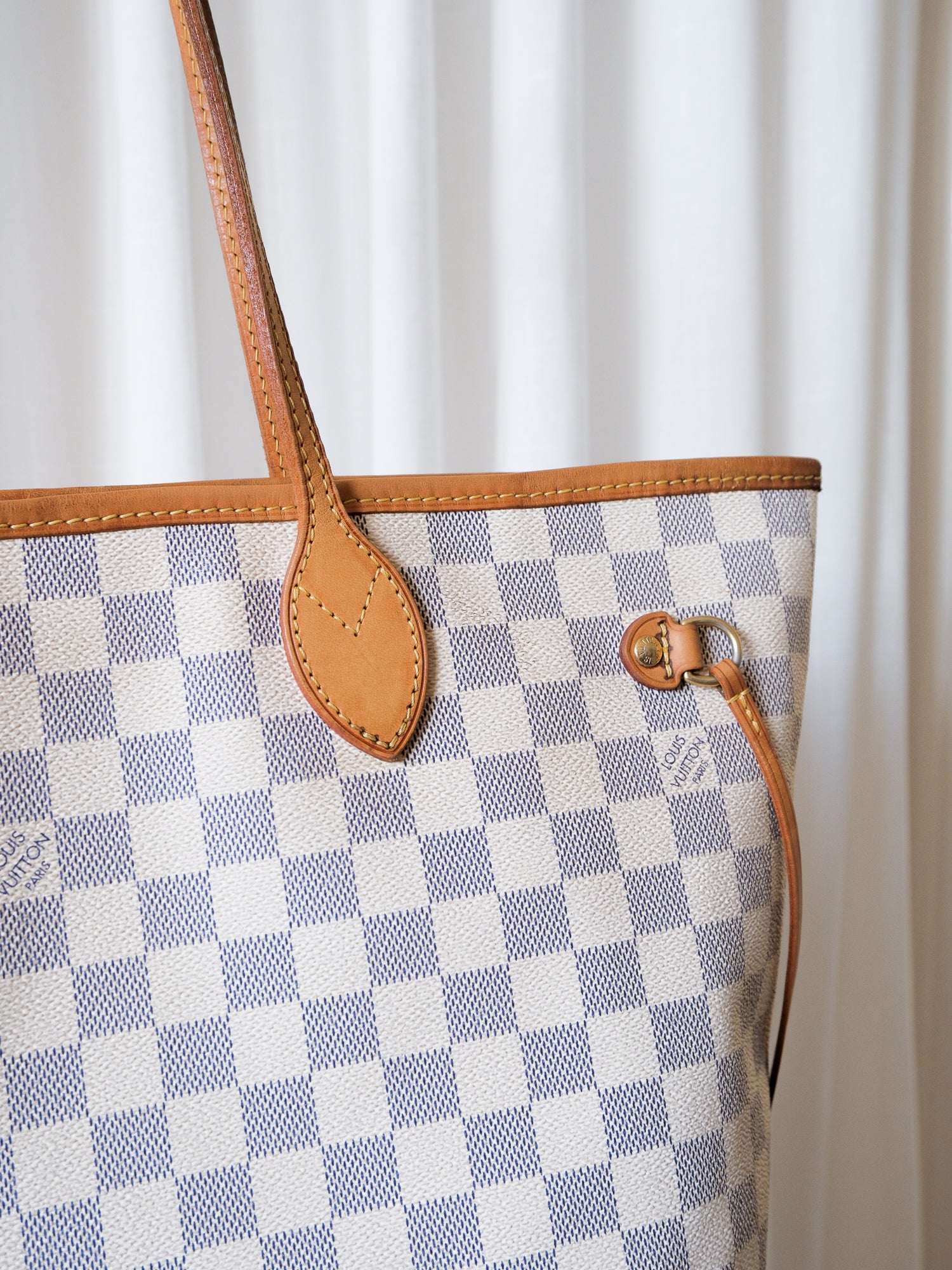 'Neverfull' MM Damier Azur Canvas Tote Bag