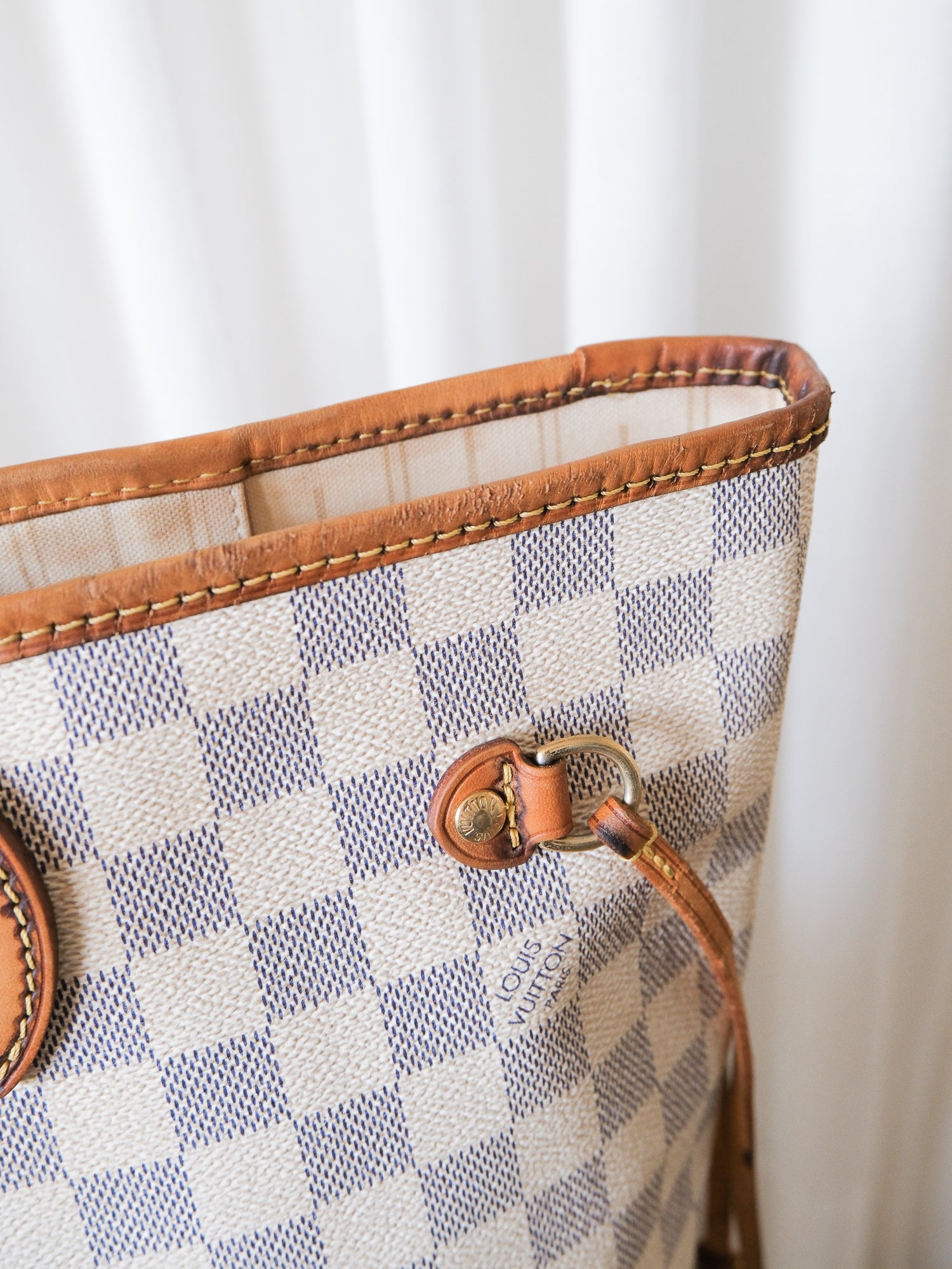'Neverfull' MM Damier Azur Canvas Tote Bag