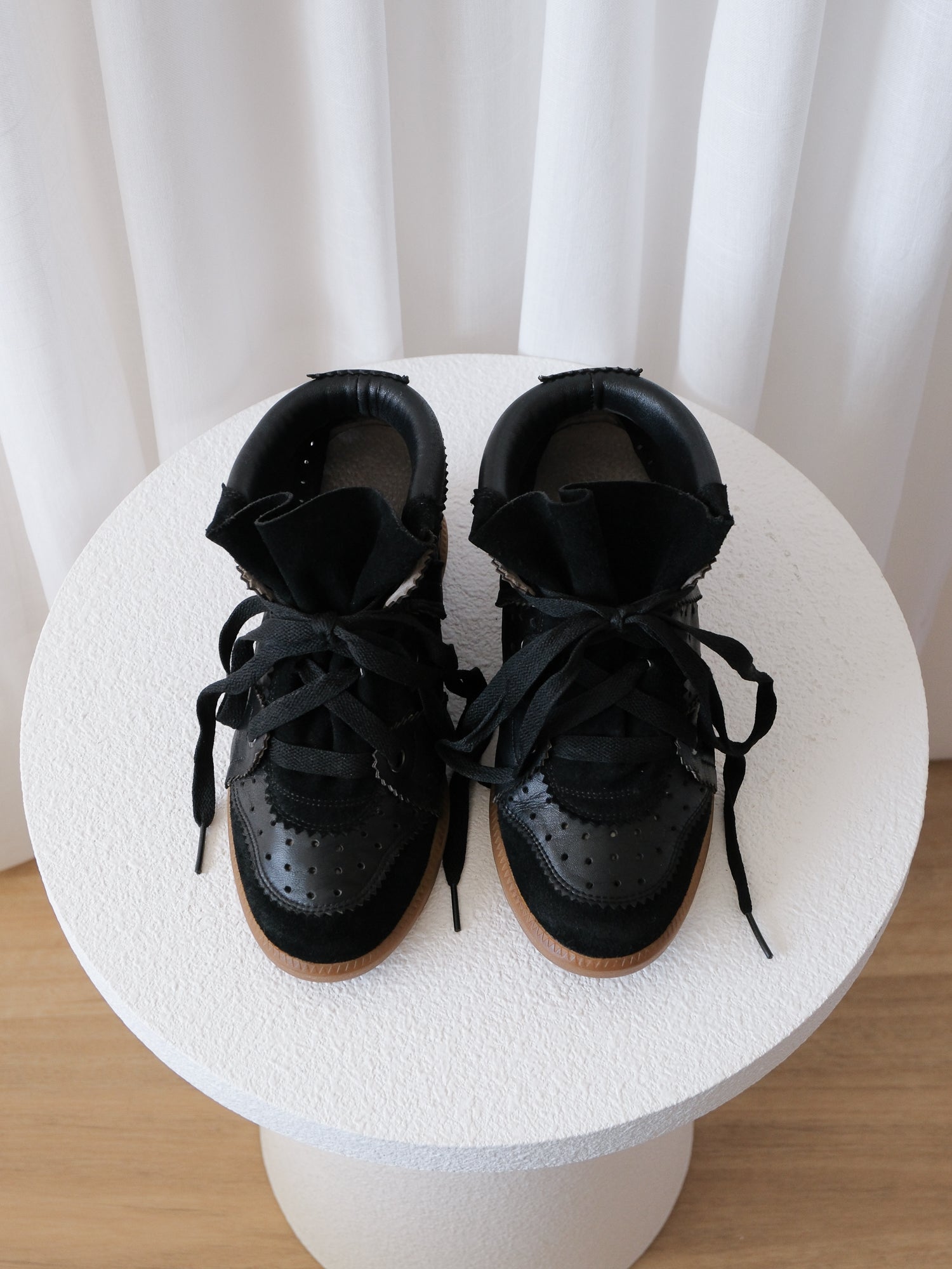 'Betty' Leather Wedge Sneakers, Size 37
