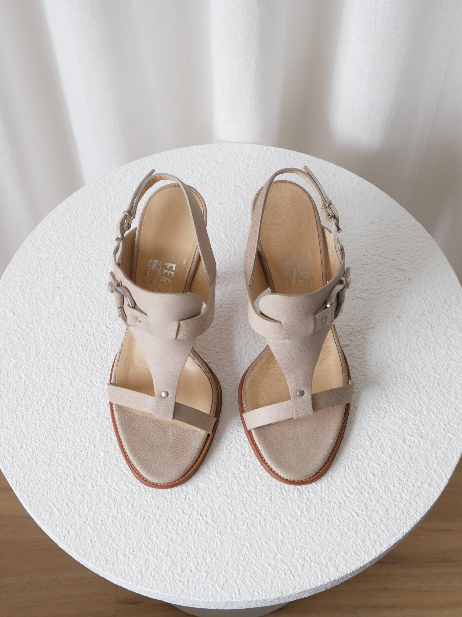 Gancini T-Strap Slingback Sandals, Size 36C