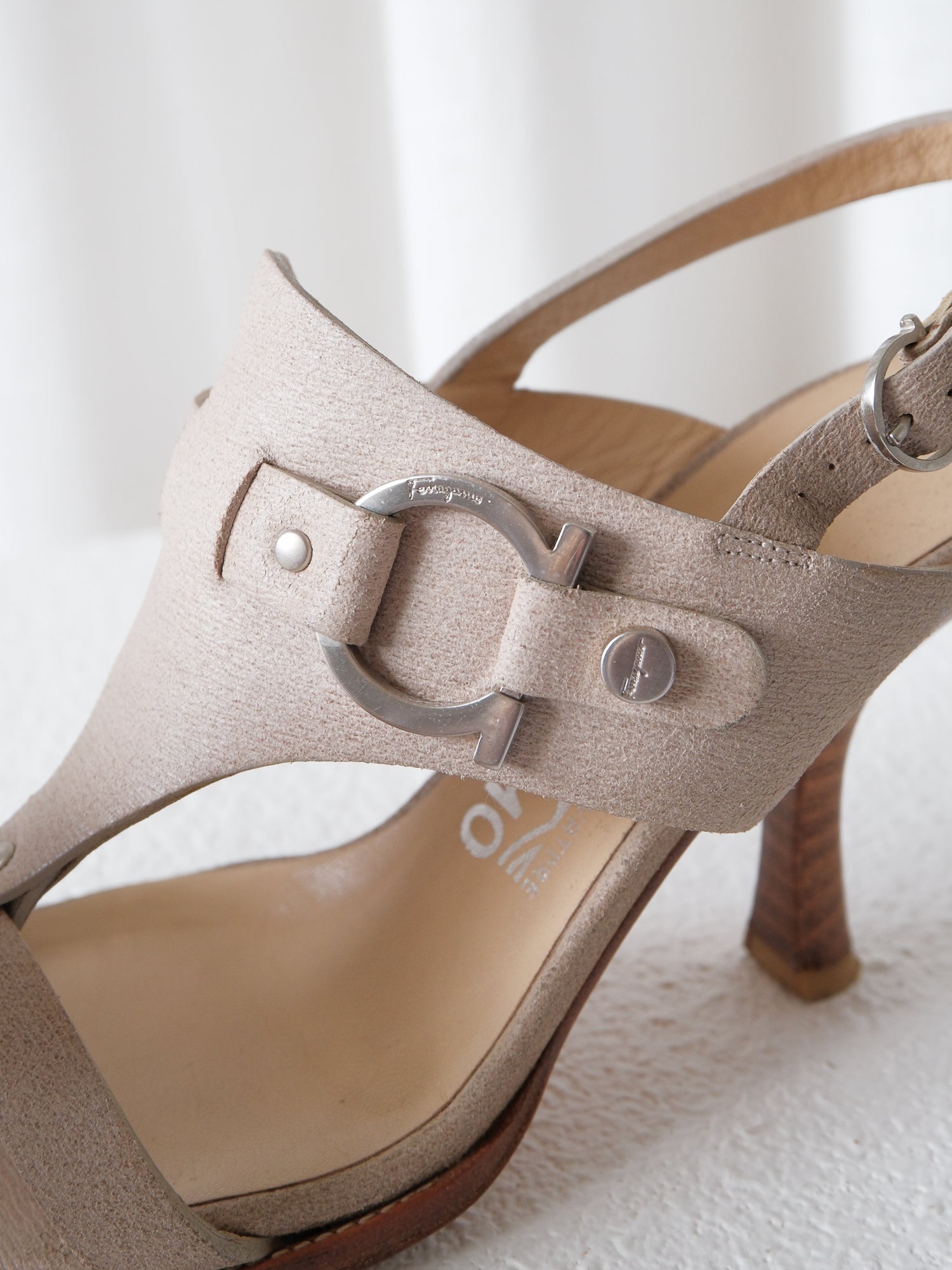 Gancini T-Strap Slingback Sandals, Size 36C